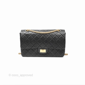 Chanel Reissue 227 Quilted Aged Calfskin Black Gold Hardware
