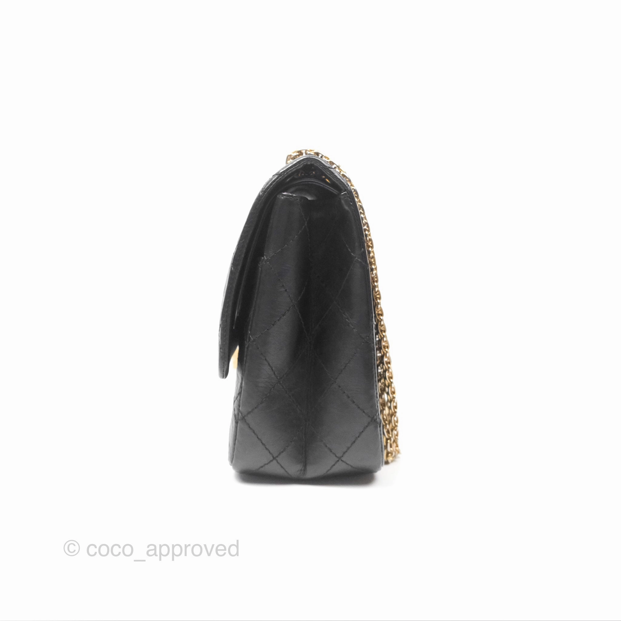 Chanel Reissue 227 Quilted Aged Calfskin Black Gold Hardware