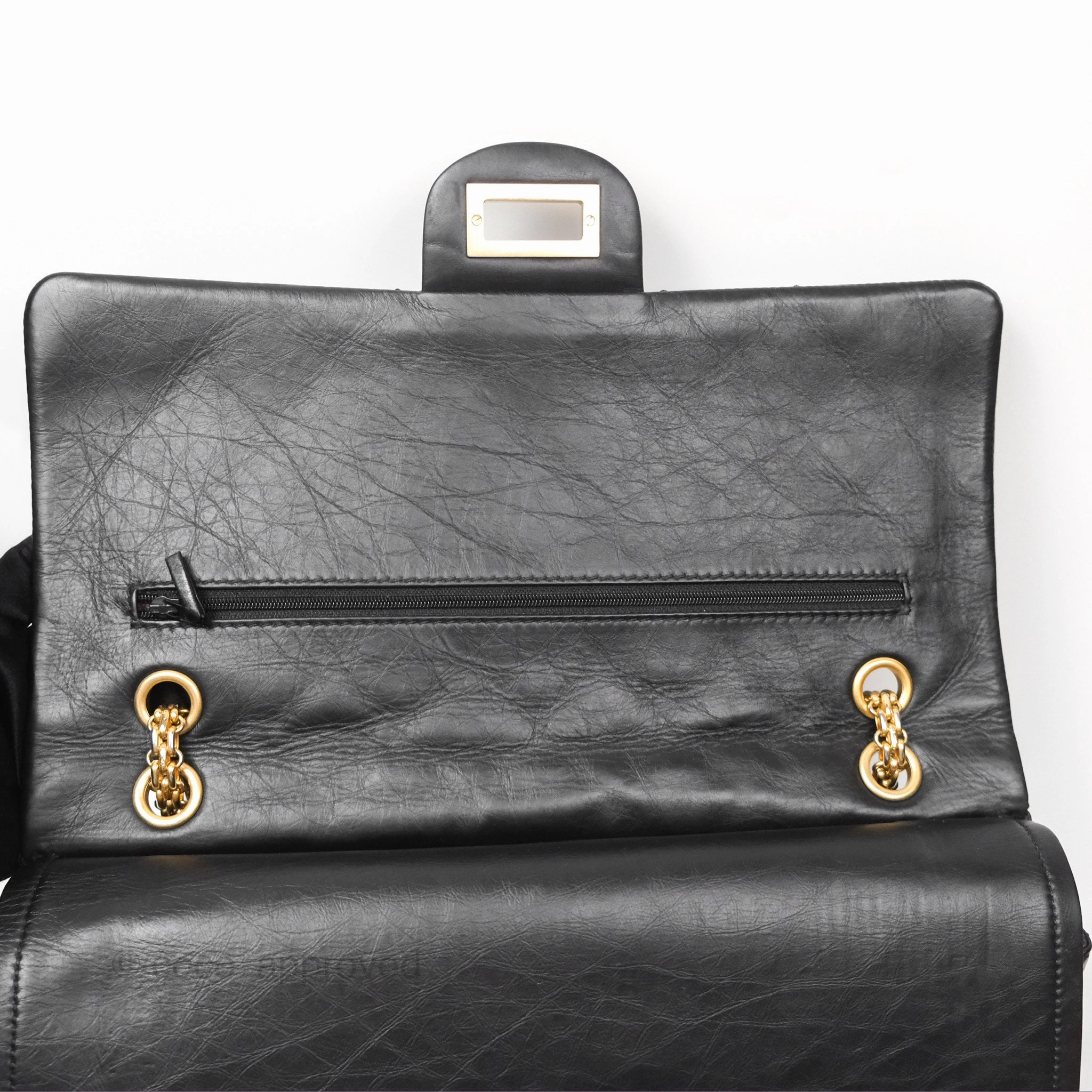 Chanel Reissue 227 Quilted Aged Calfskin Black Gold Hardware