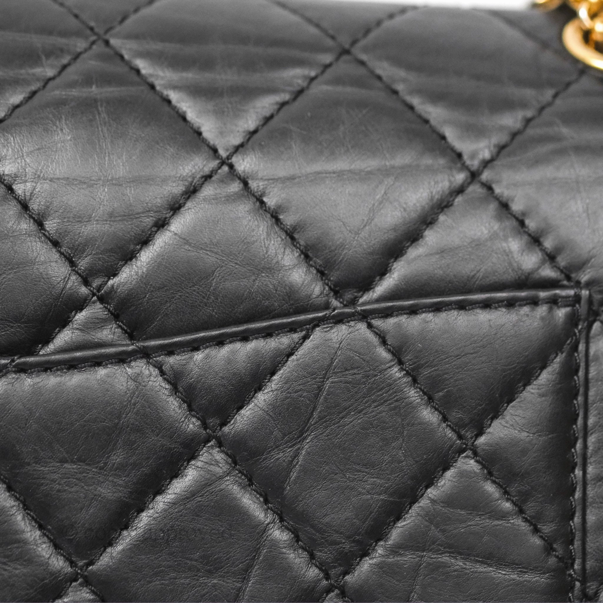 Chanel Reissue 227 Quilted Aged Calfskin Black Gold Hardware