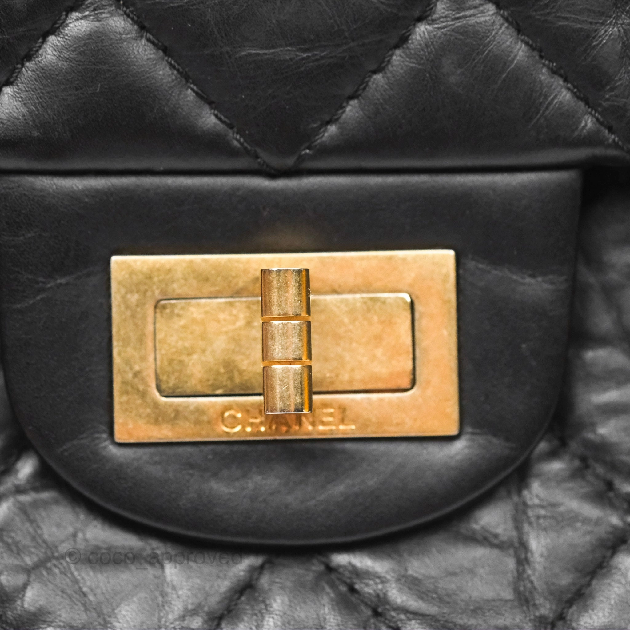 Chanel Reissue 227 Quilted Aged Calfskin Black Gold Hardware
