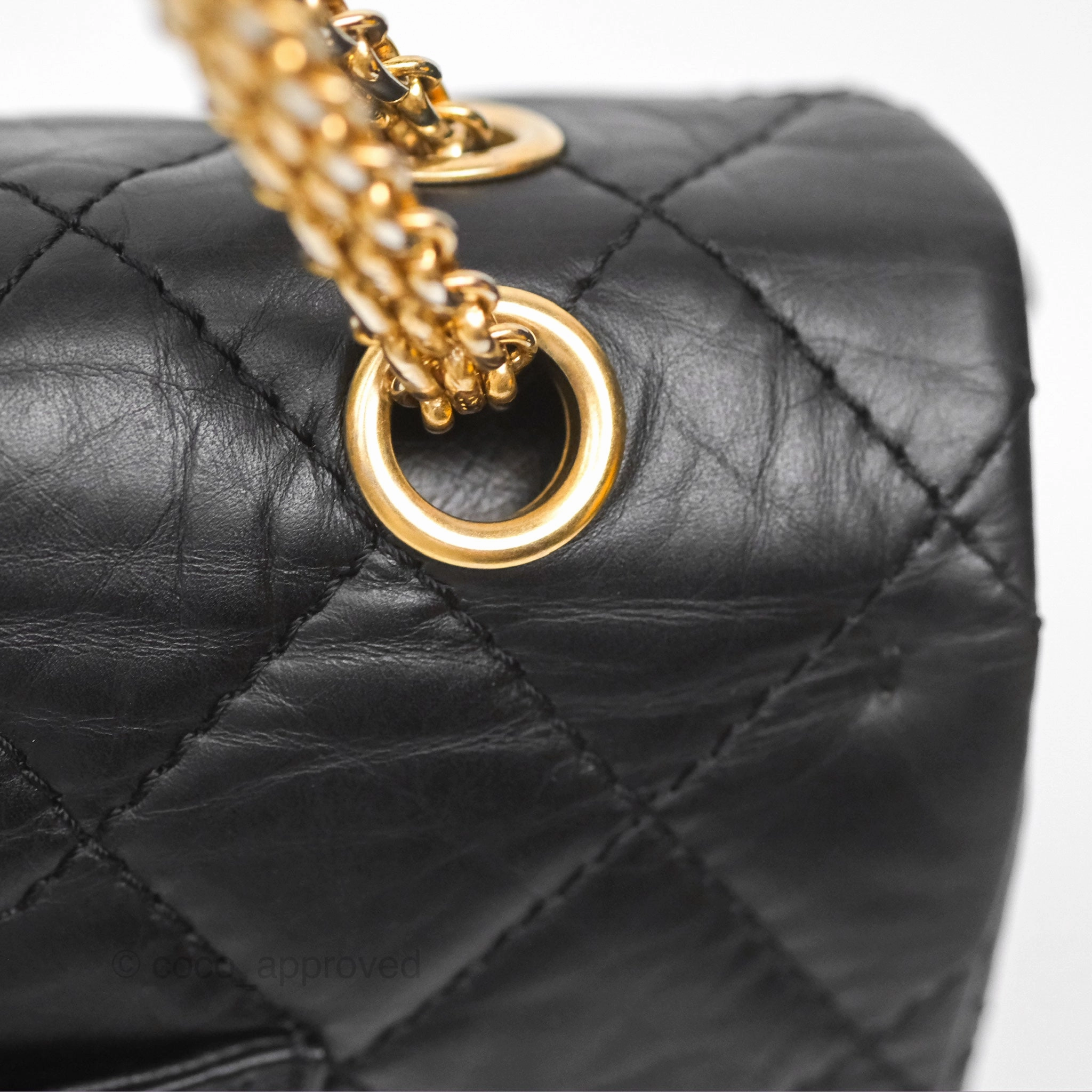 Chanel Reissue 227 Quilted Aged Calfskin Black Gold Hardware