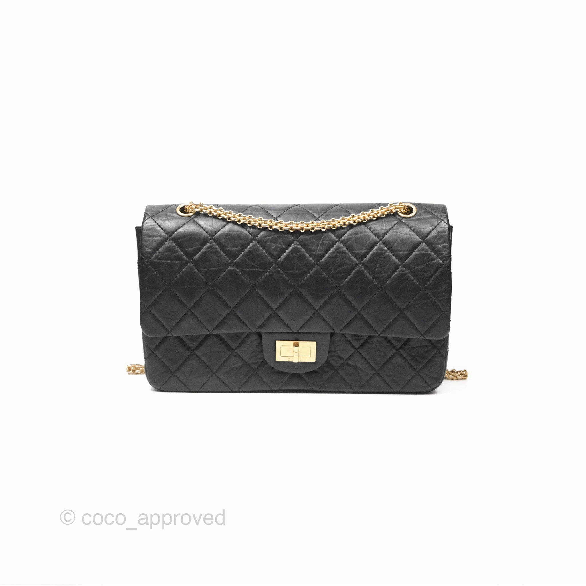 Chanel Reissue 227 Quilted Aged Calfskin Black Gold Hardware