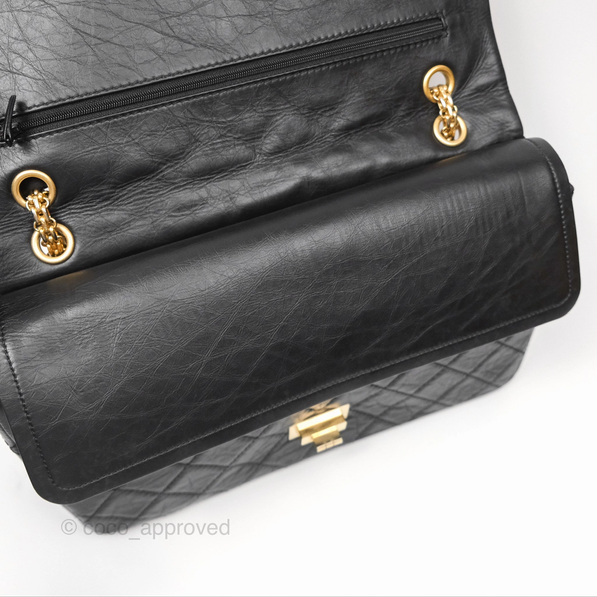 Chanel Reissue 227 Quilted Aged Calfskin Black Gold Hardware