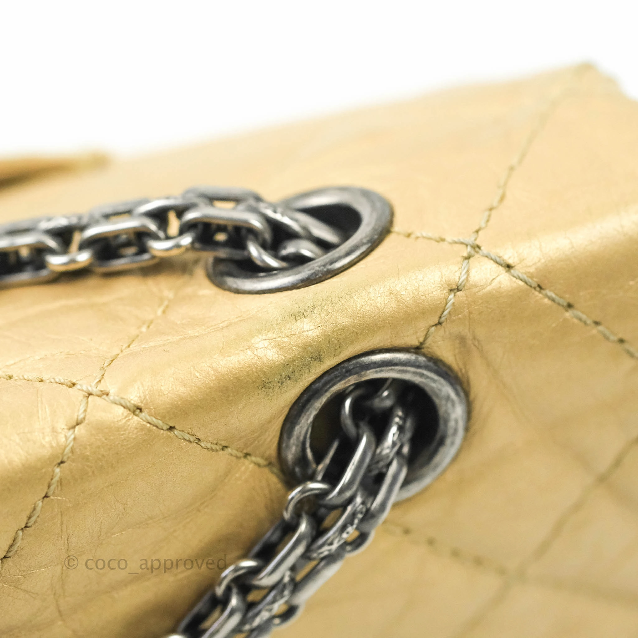 Chanel Reissue 227 Quilted Gold Aged Calfskin Ruthenium Hardware