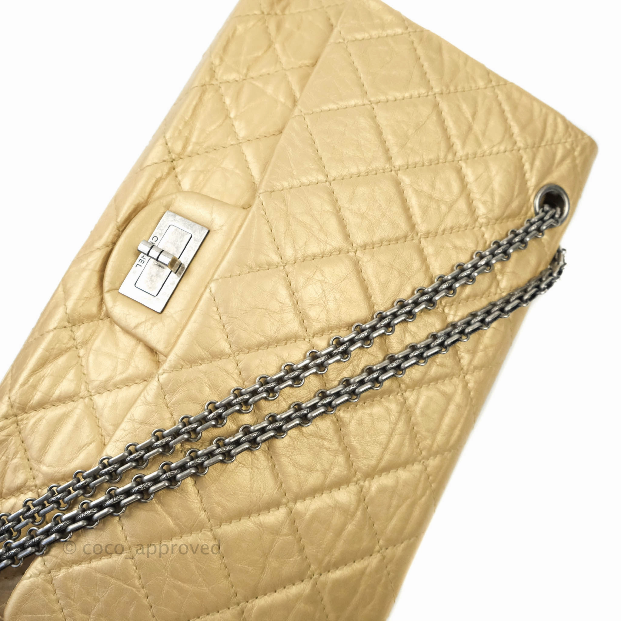 Chanel Reissue 227 Quilted Gold Aged Calfskin Ruthenium Hardware