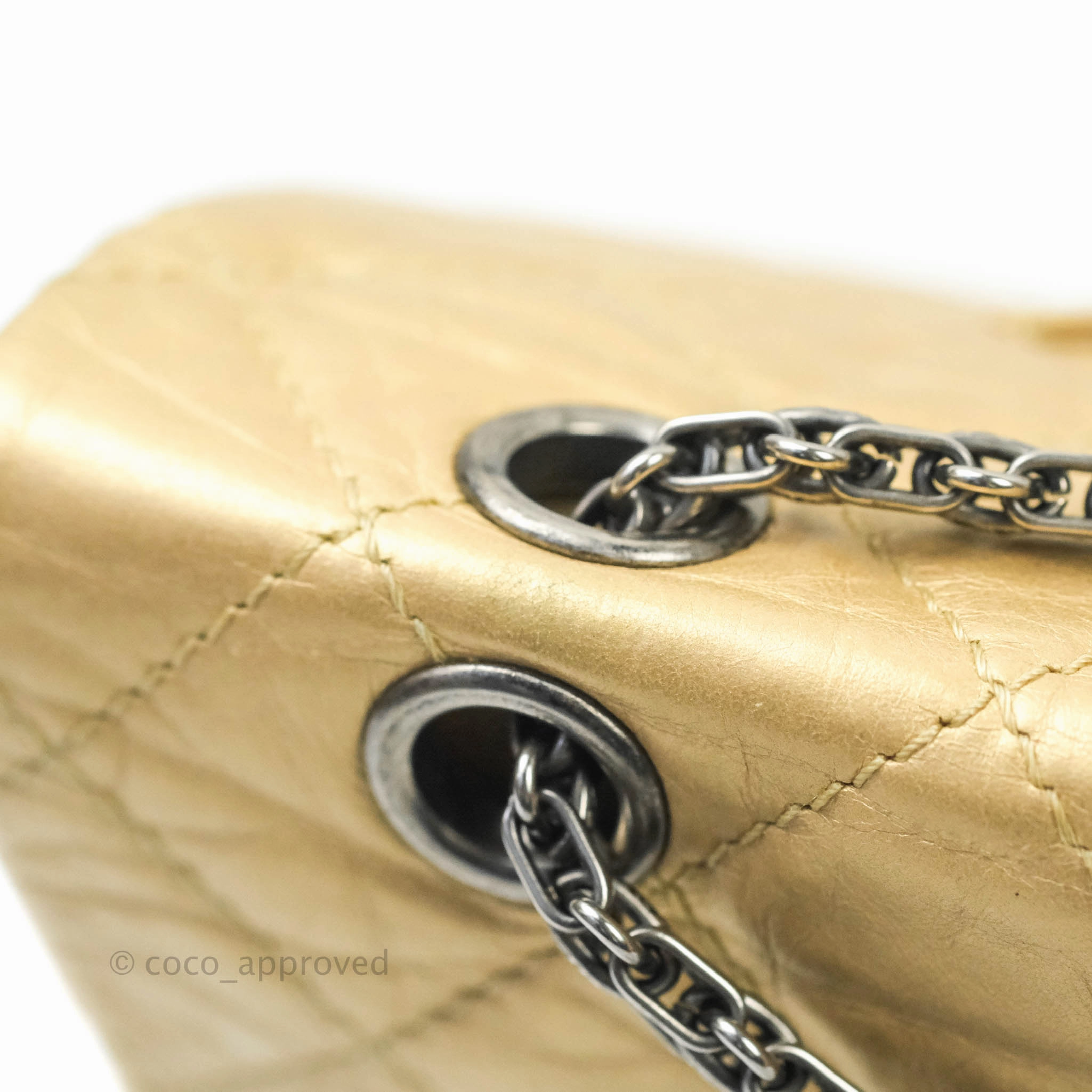 Chanel Reissue 227 Quilted Gold Aged Calfskin Ruthenium Hardware