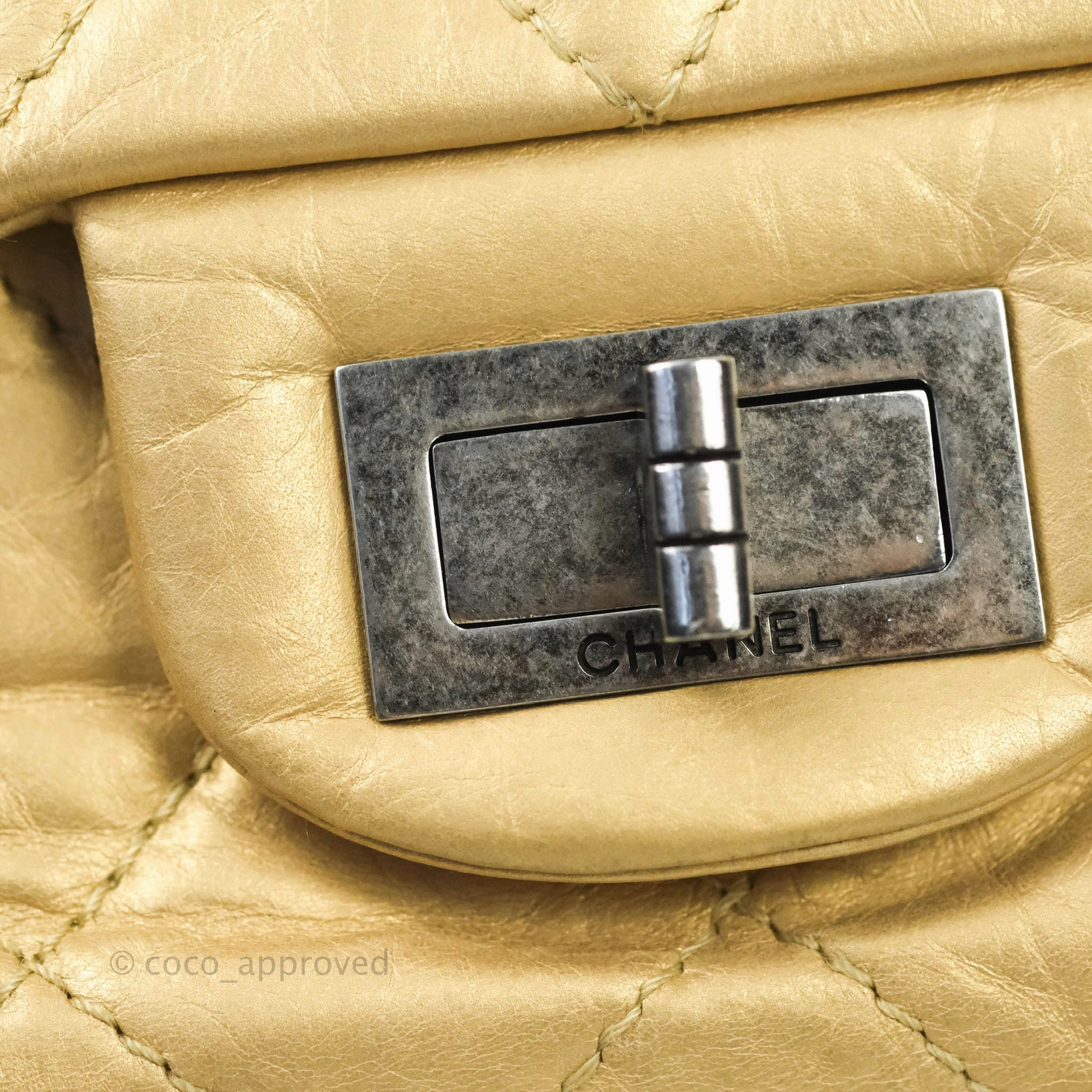 Chanel Reissue 227 Quilted Gold Aged Calfskin Ruthenium Hardware