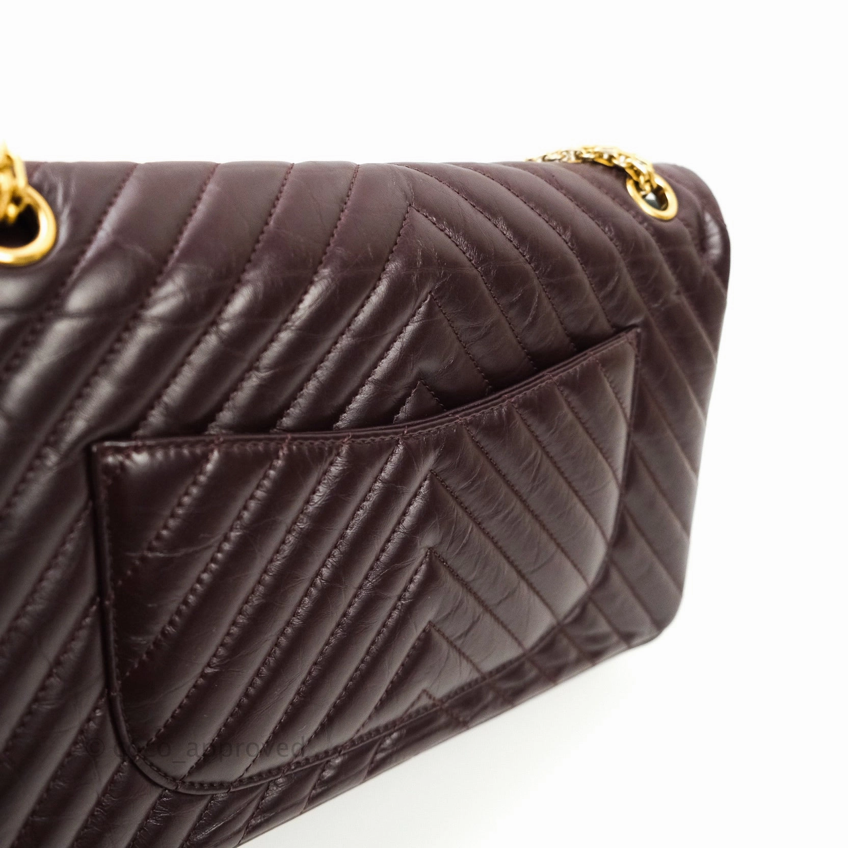 Chanel Reissue Chevron Dark Red Burgundy Aged Calfskin Gold Hardware 226