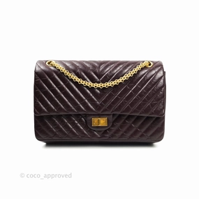 Chanel Reissue Chevron Dark Red Burgundy Aged Calfskin Gold Hardware 226