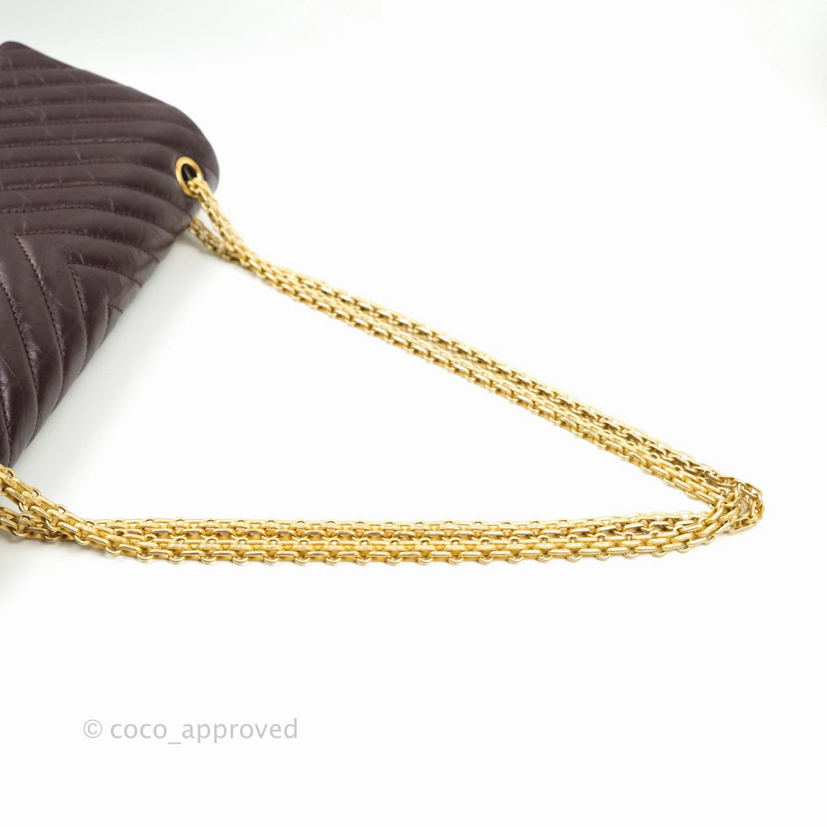 Chanel Reissue Chevron Dark Red Burgundy Aged Calfskin Gold Hardware 226