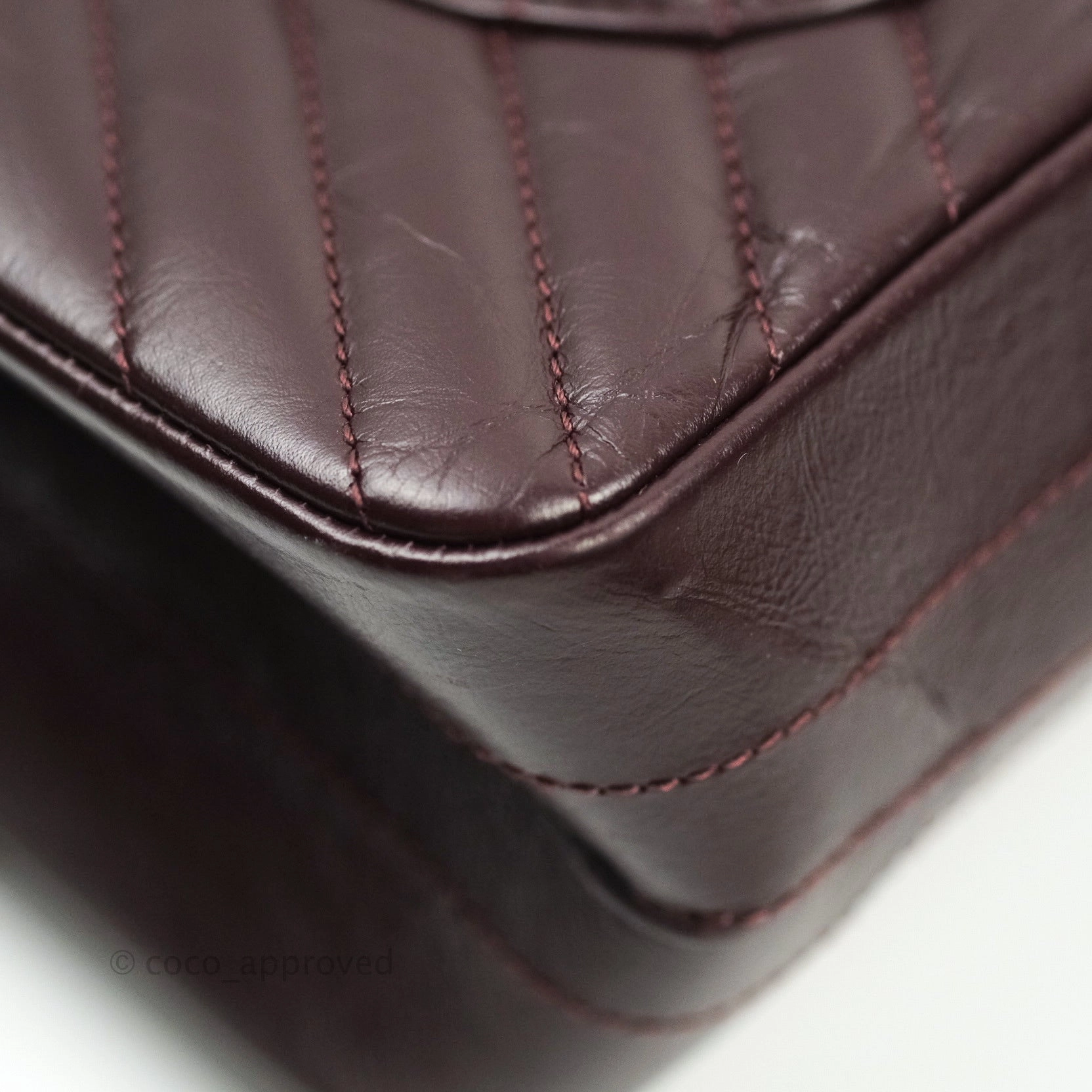 Chanel Reissue Chevron Dark Red Burgundy Aged Calfskin Gold Hardware 226