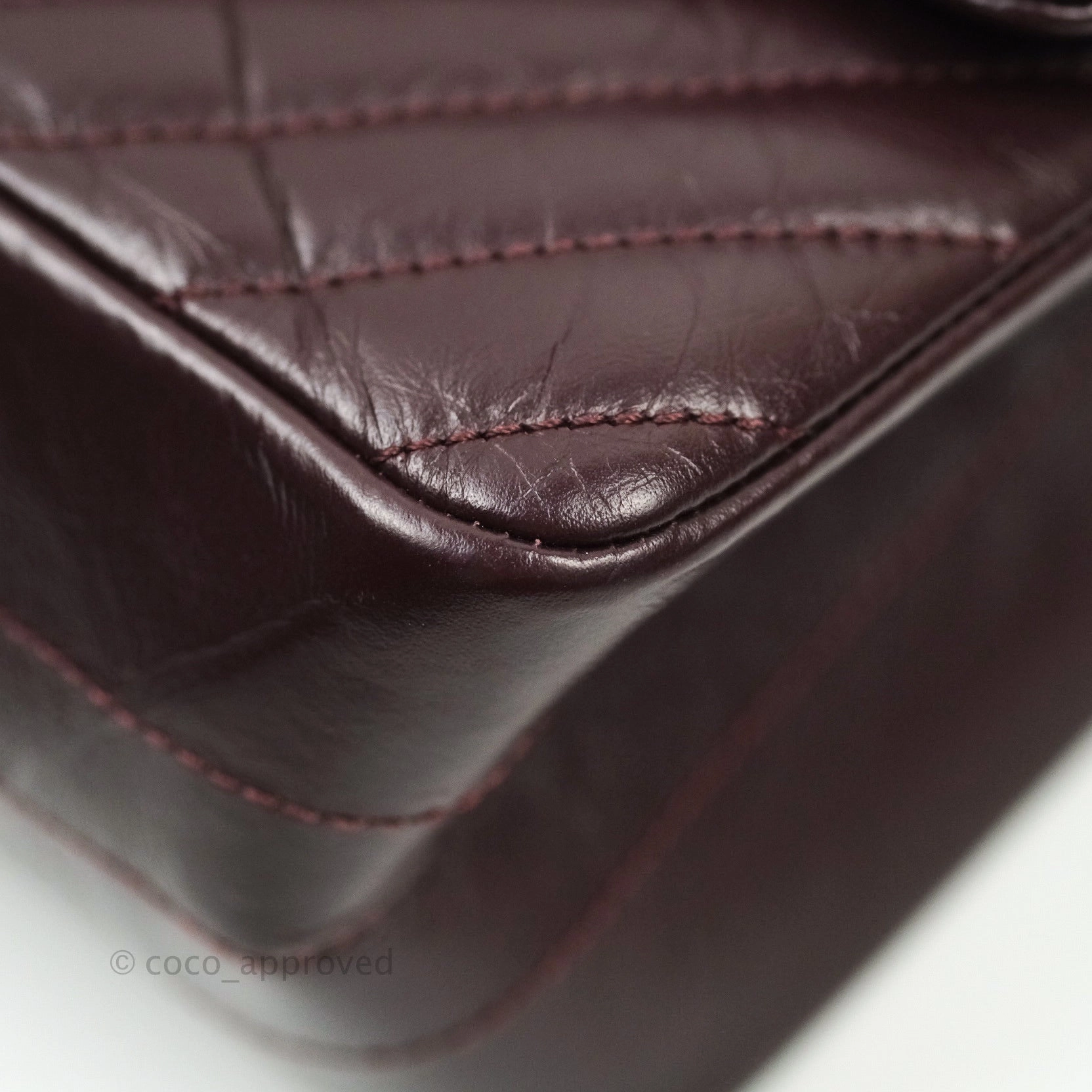 Chanel Reissue Chevron Dark Red Burgundy Aged Calfskin Gold Hardware 226