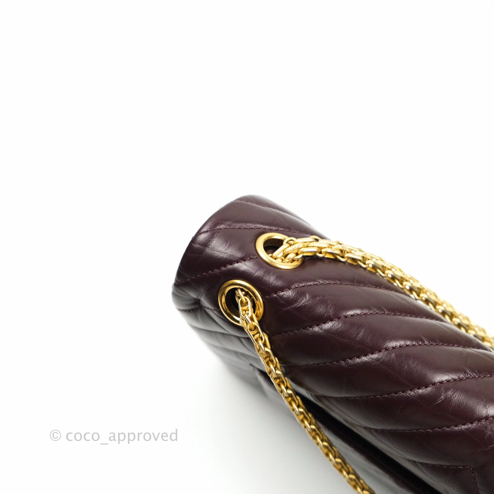 Chanel Reissue Chevron Dark Red Burgundy Aged Calfskin Gold Hardware 226