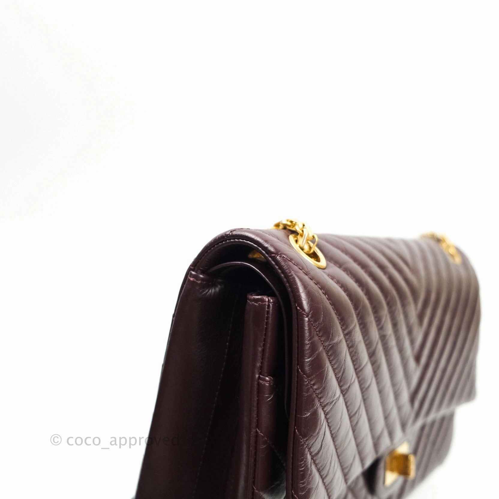 Chanel Reissue Chevron Dark Red Burgundy Aged Calfskin Gold Hardware 226
