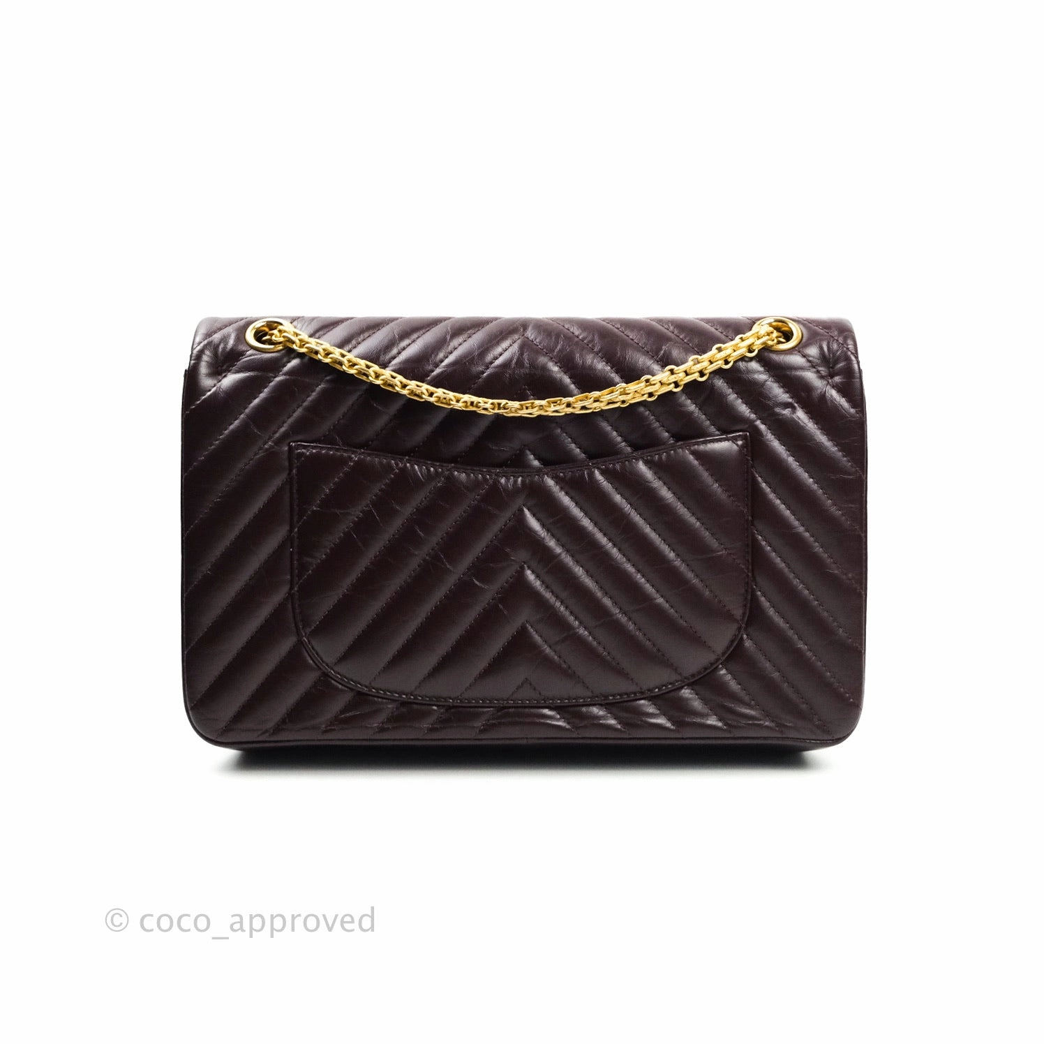 Chanel Reissue Chevron Dark Red Burgundy Aged Calfskin Gold Hardware 226