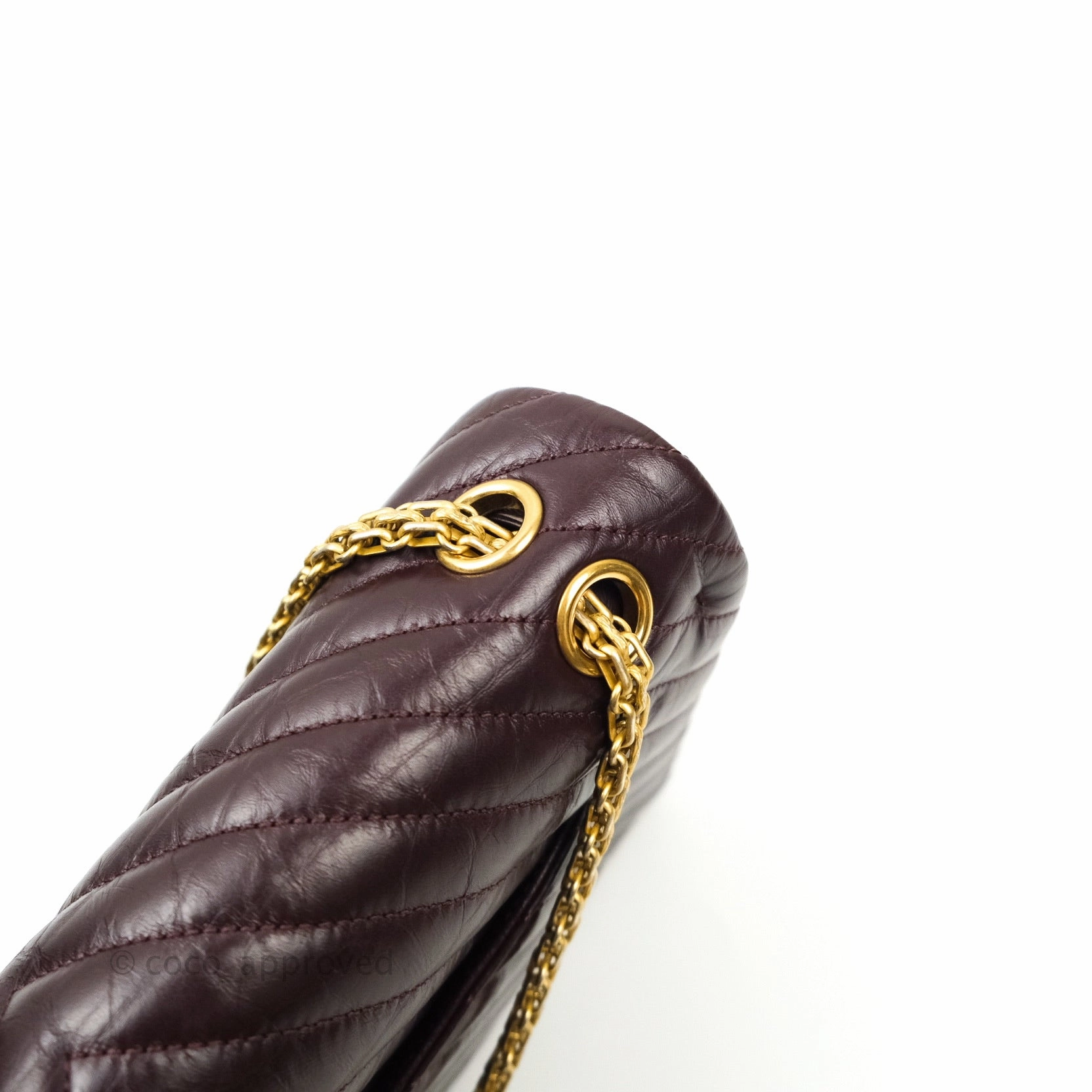 Chanel Reissue Chevron Dark Red Burgundy Aged Calfskin Gold Hardware 226