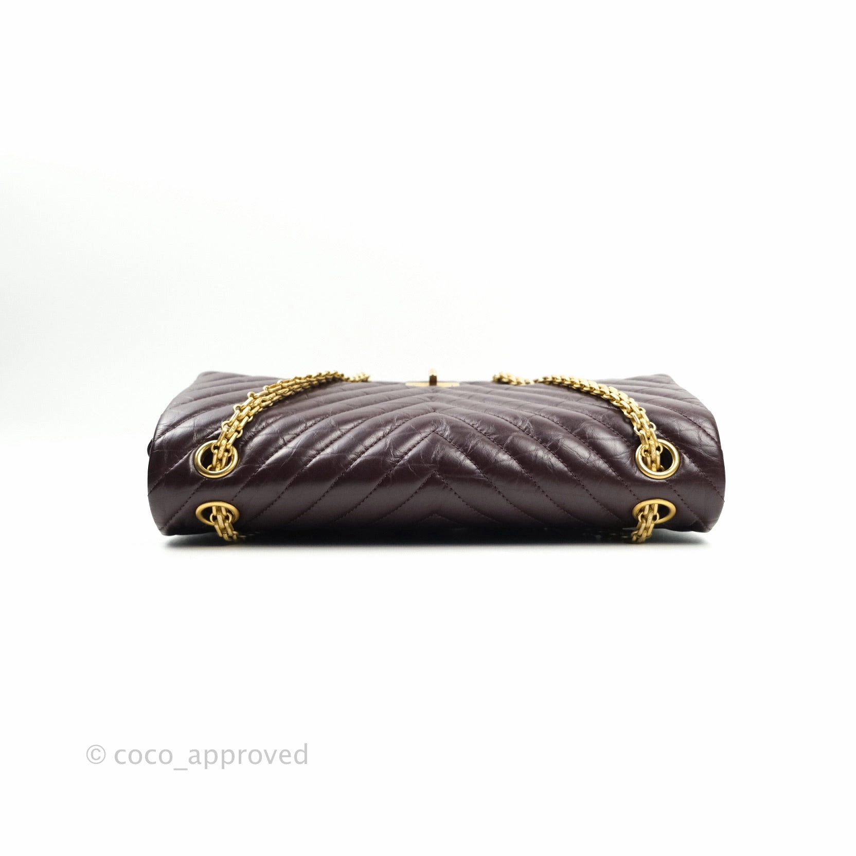 Chanel Reissue Chevron Dark Red Burgundy Aged Calfskin Gold Hardware 226