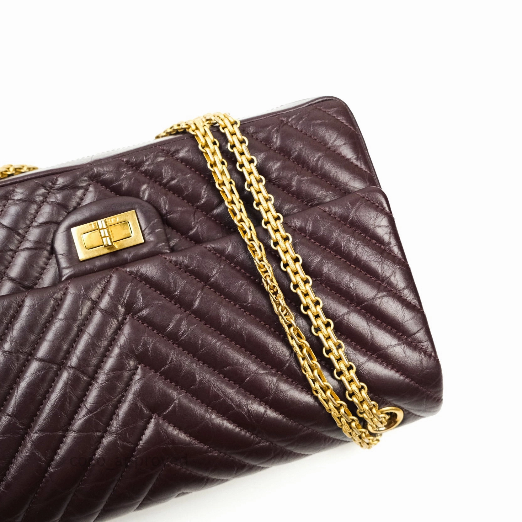 Chanel Reissue Chevron Dark Red Burgundy Aged Calfskin Gold Hardware 226