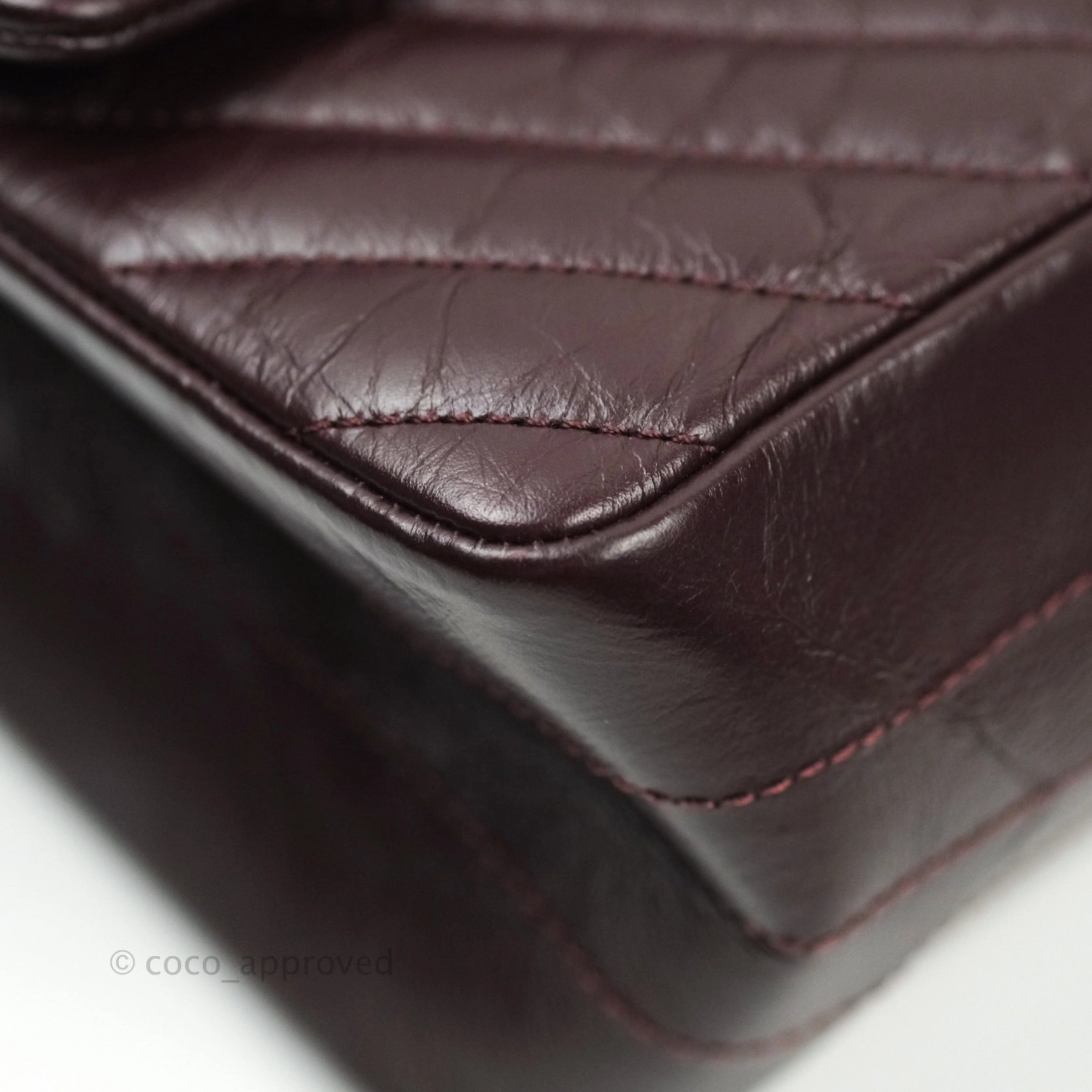 Chanel Reissue Chevron Dark Red Burgundy Aged Calfskin Gold Hardware 226