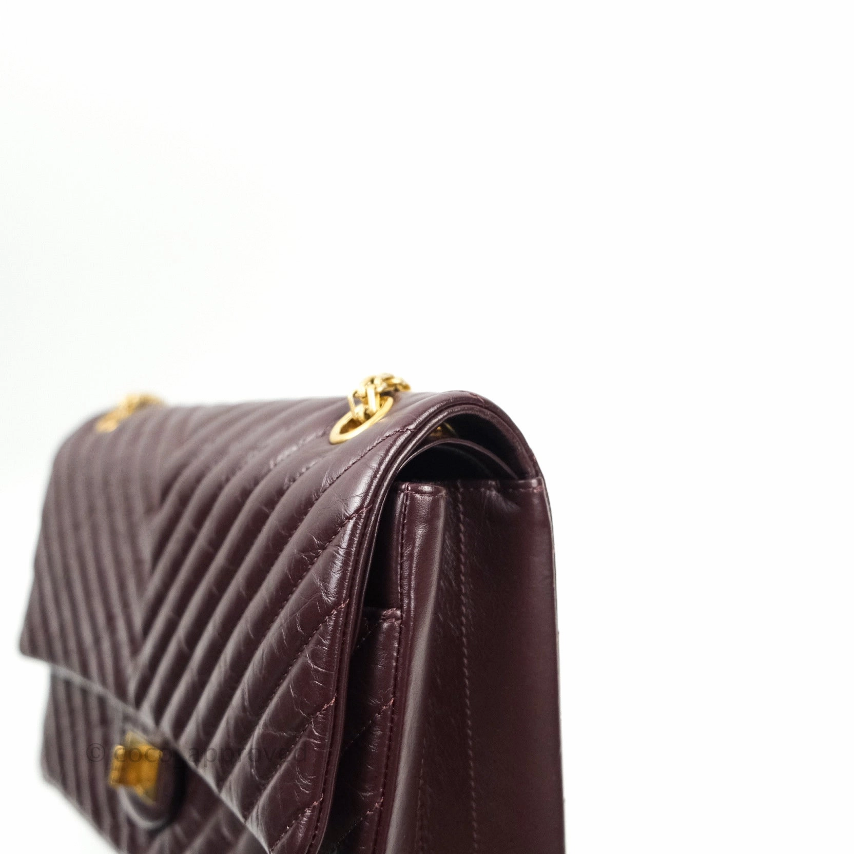 Chanel Reissue Chevron Dark Red Burgundy Aged Calfskin Gold Hardware 226