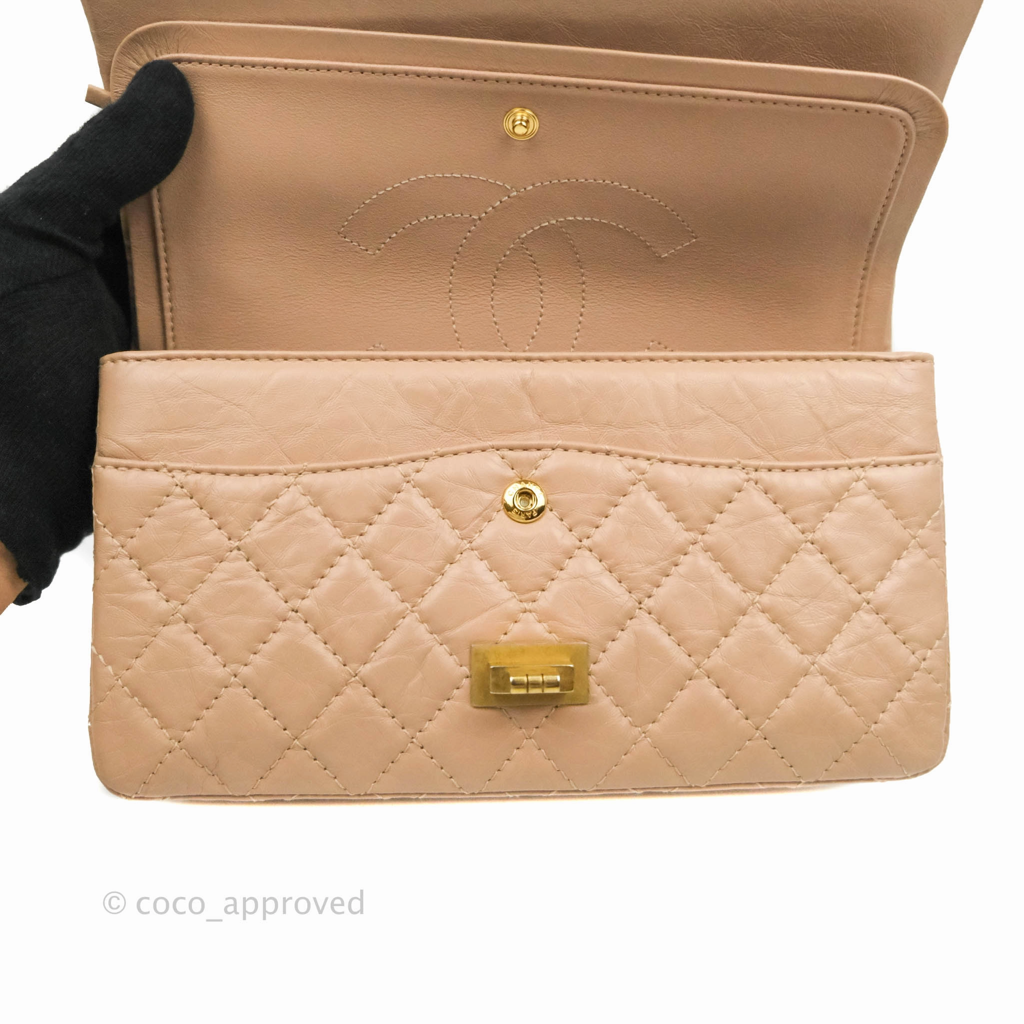 Chanel Reissue Quilted Aged Calfskin Beige Gold Hardware 226
