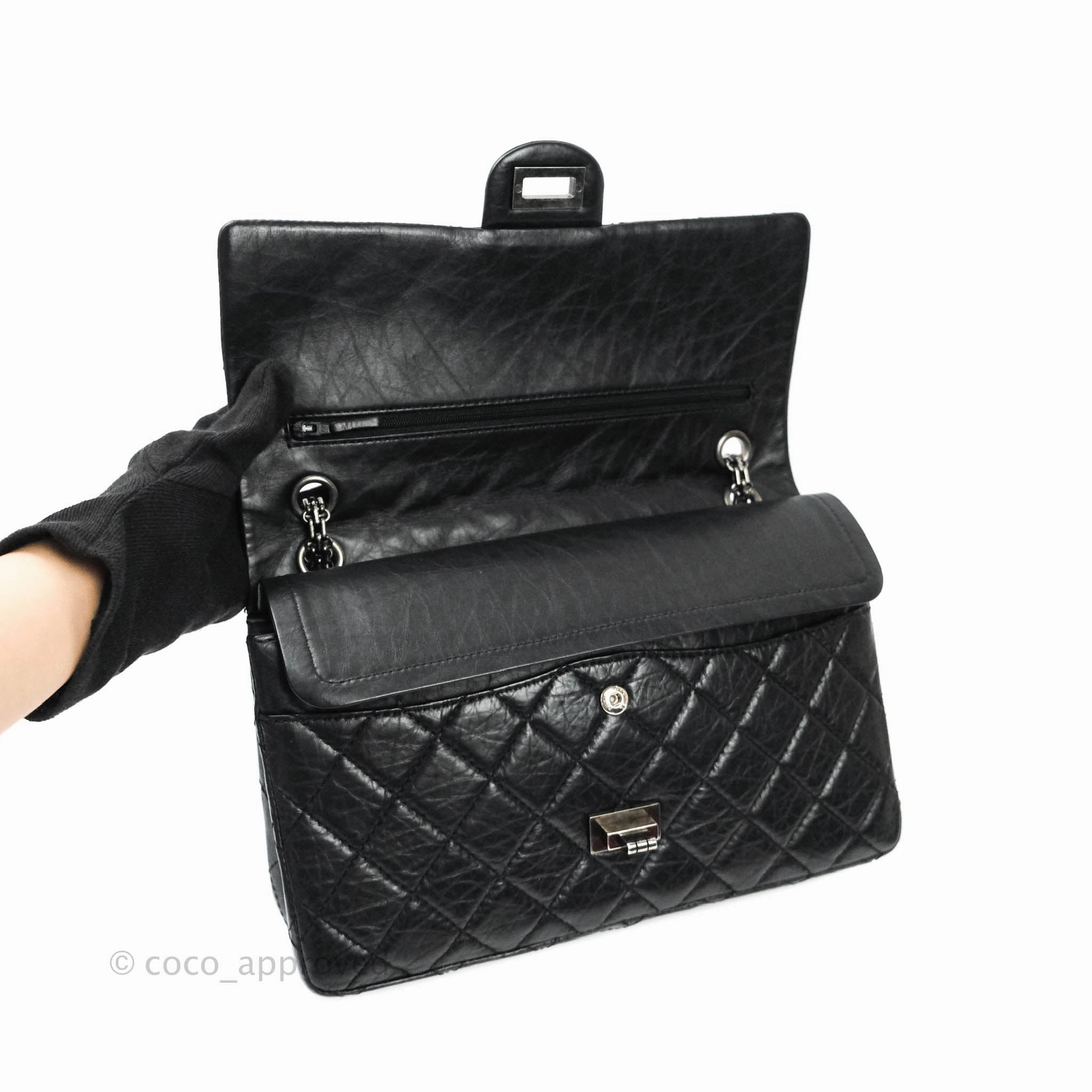 Chanel Reissue Quilted Aged Calfskin Black Ruthenium Hardware 226