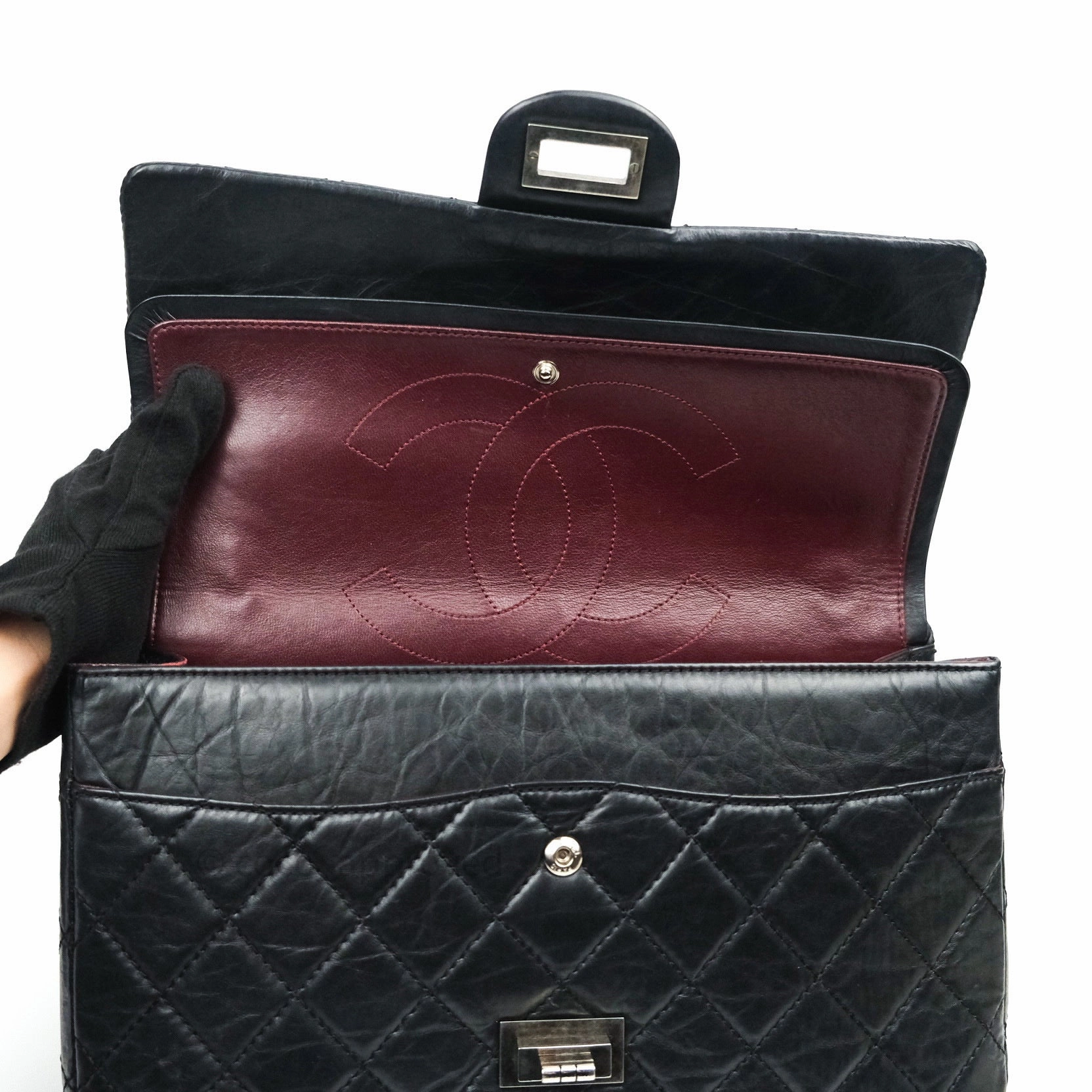 Chanel Reissue Quilted Aged Calfskin Black Ruthenium Hardware 227