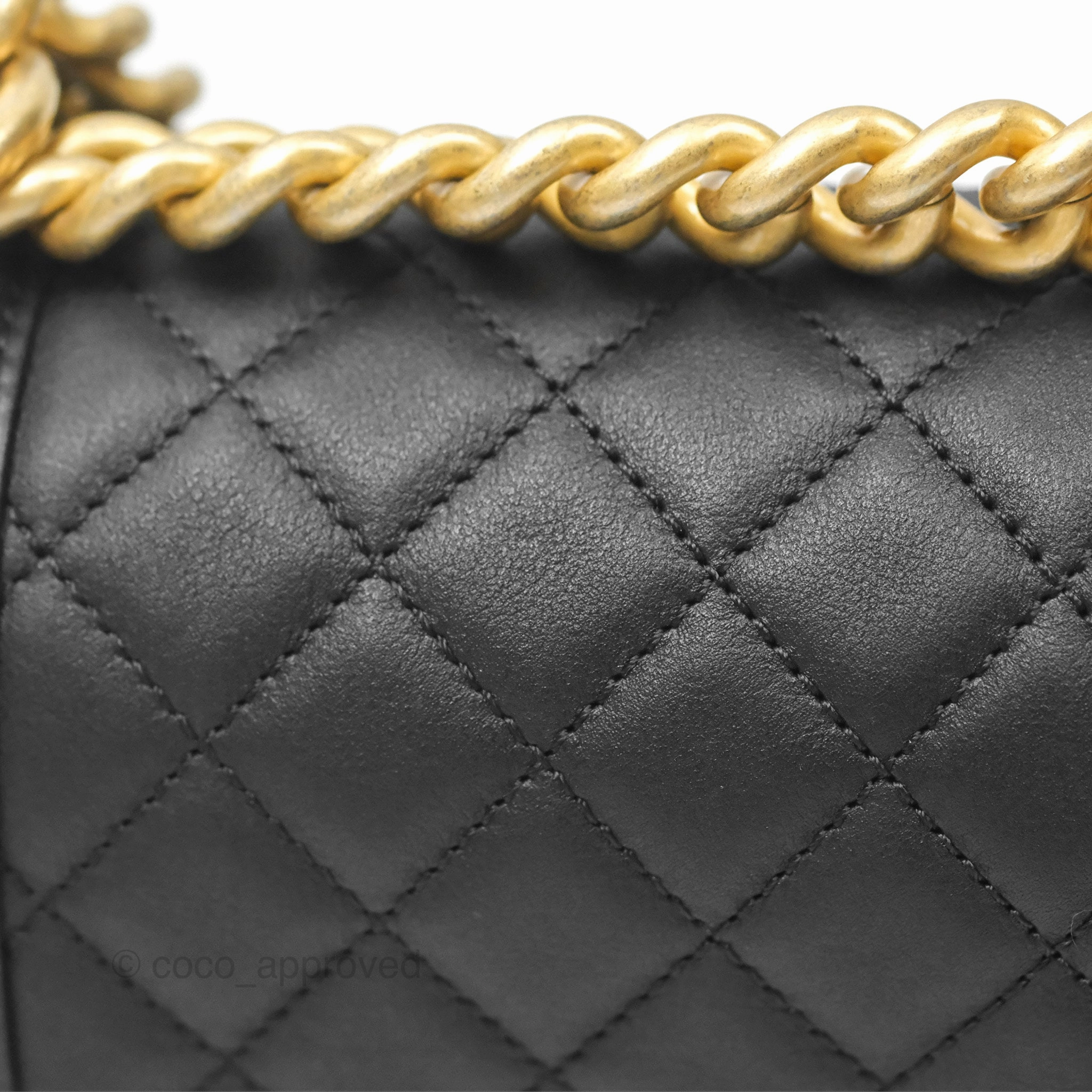 Chanel Small Boy Black Calfskin Aged Gold Hardware