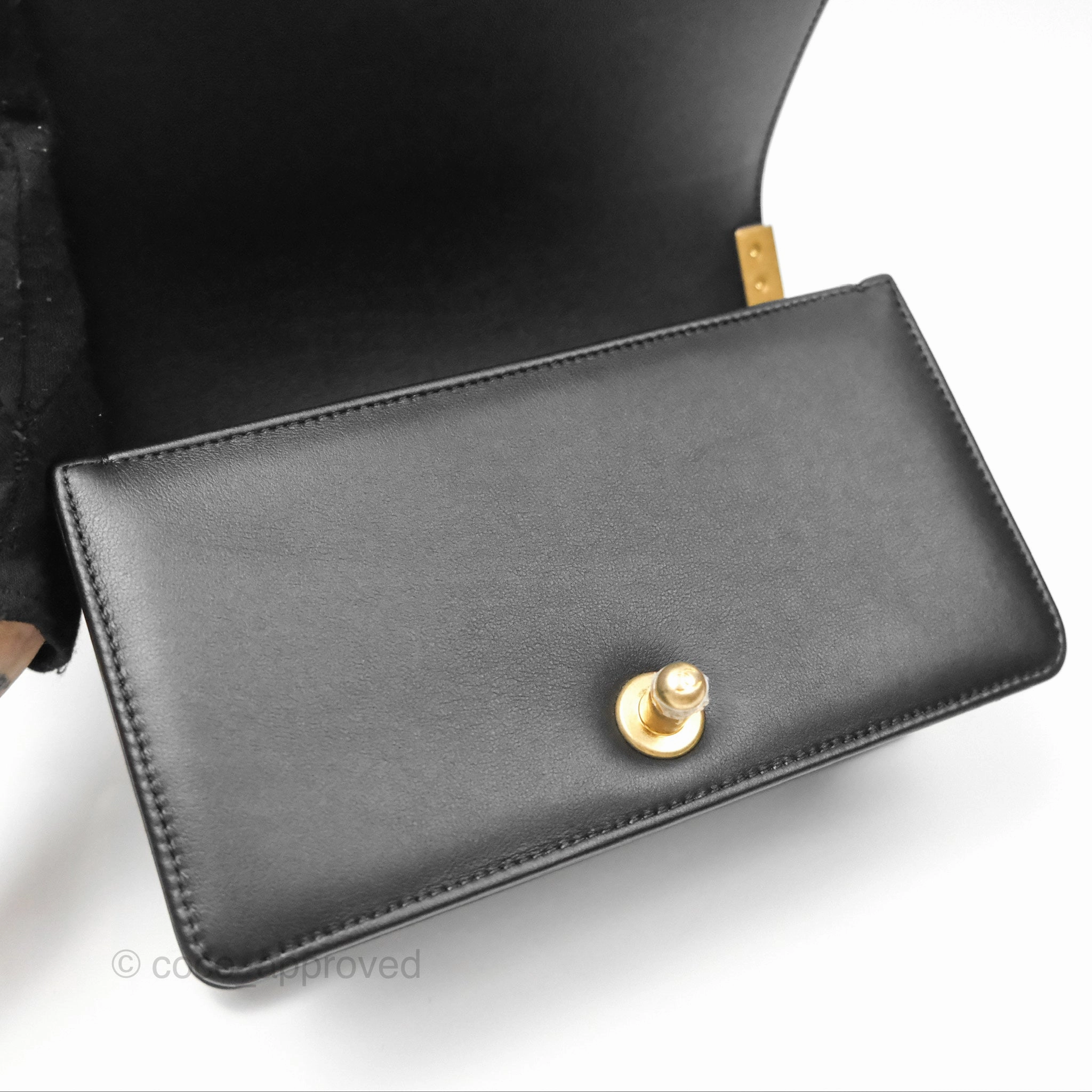 Chanel Small Boy Black Calfskin Aged Gold Hardware