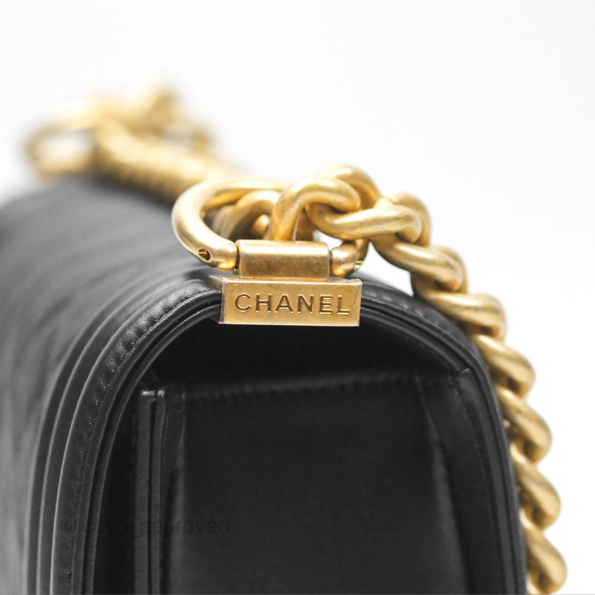 Chanel Small Boy Black Calfskin Aged Gold Hardware