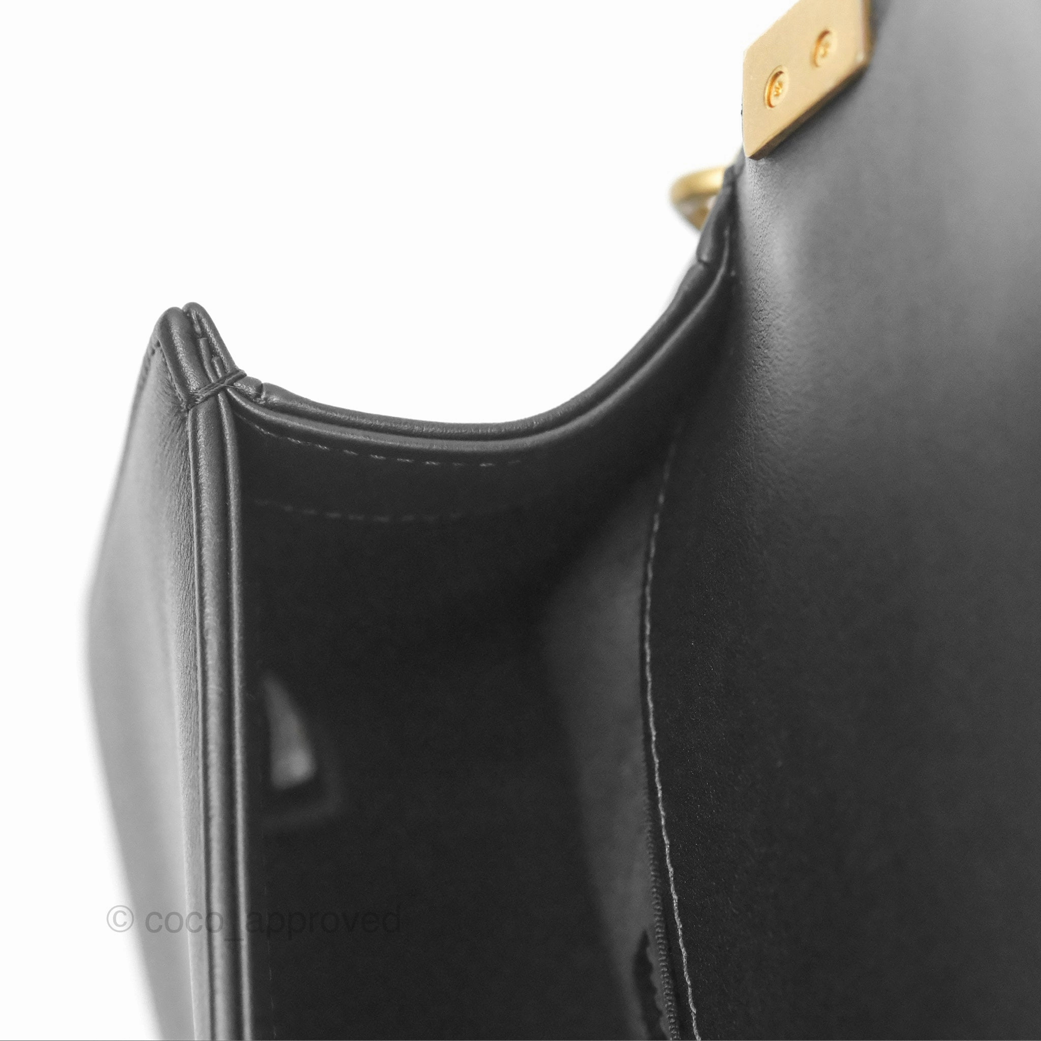 Chanel Small Boy Black Calfskin Aged Gold Hardware