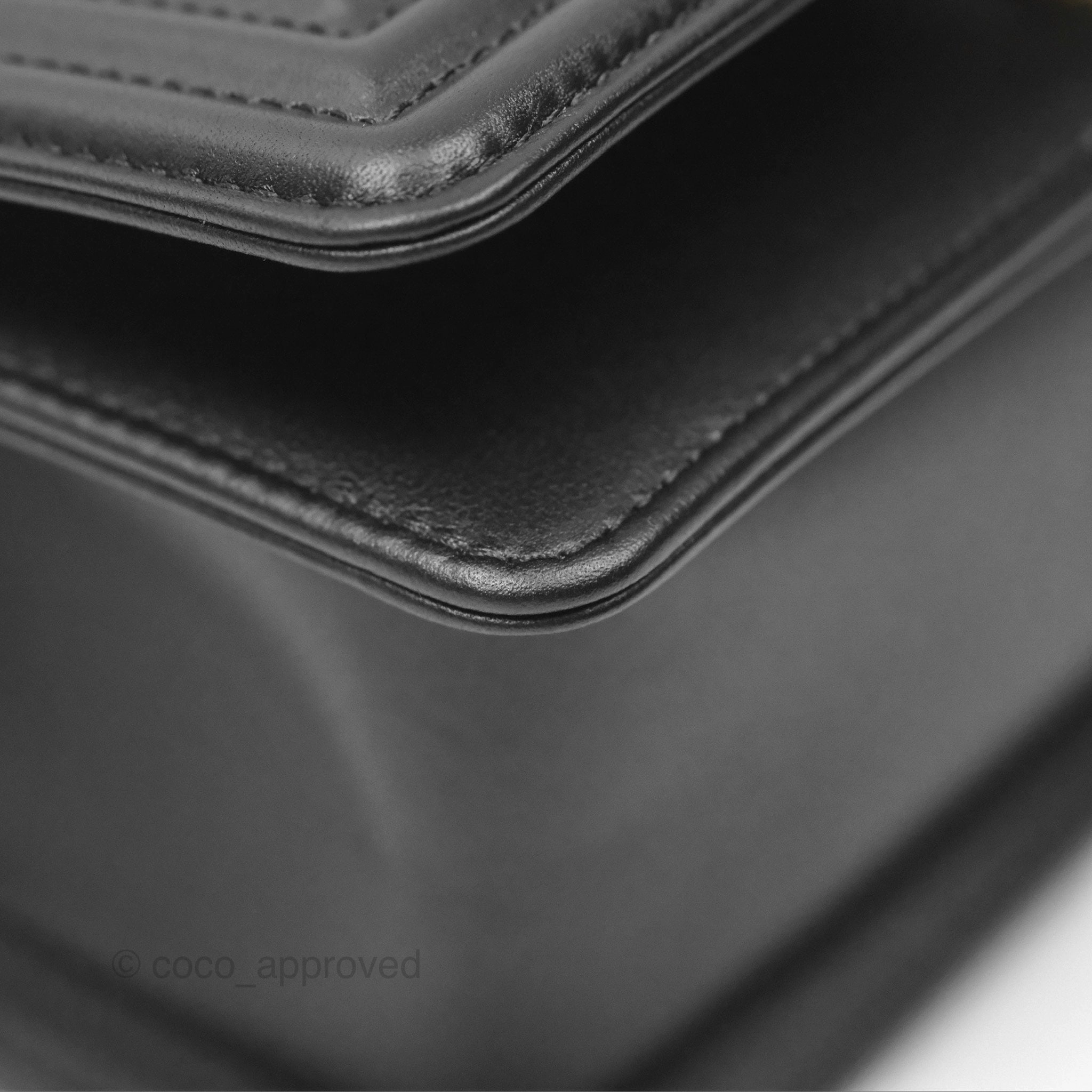 Chanel Small Boy Black Calfskin Aged Gold Hardware