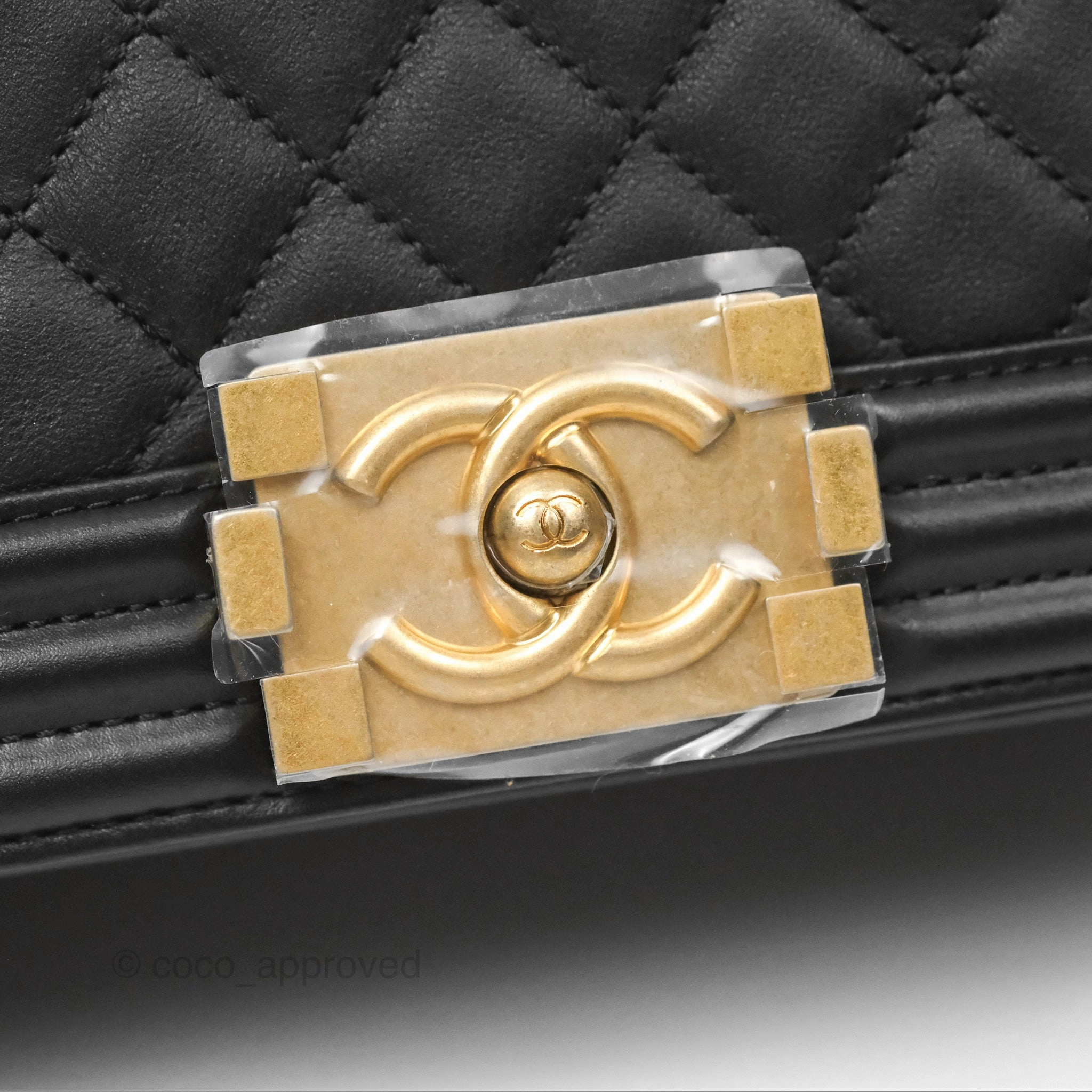 Chanel Small Boy Black Calfskin Aged Gold Hardware