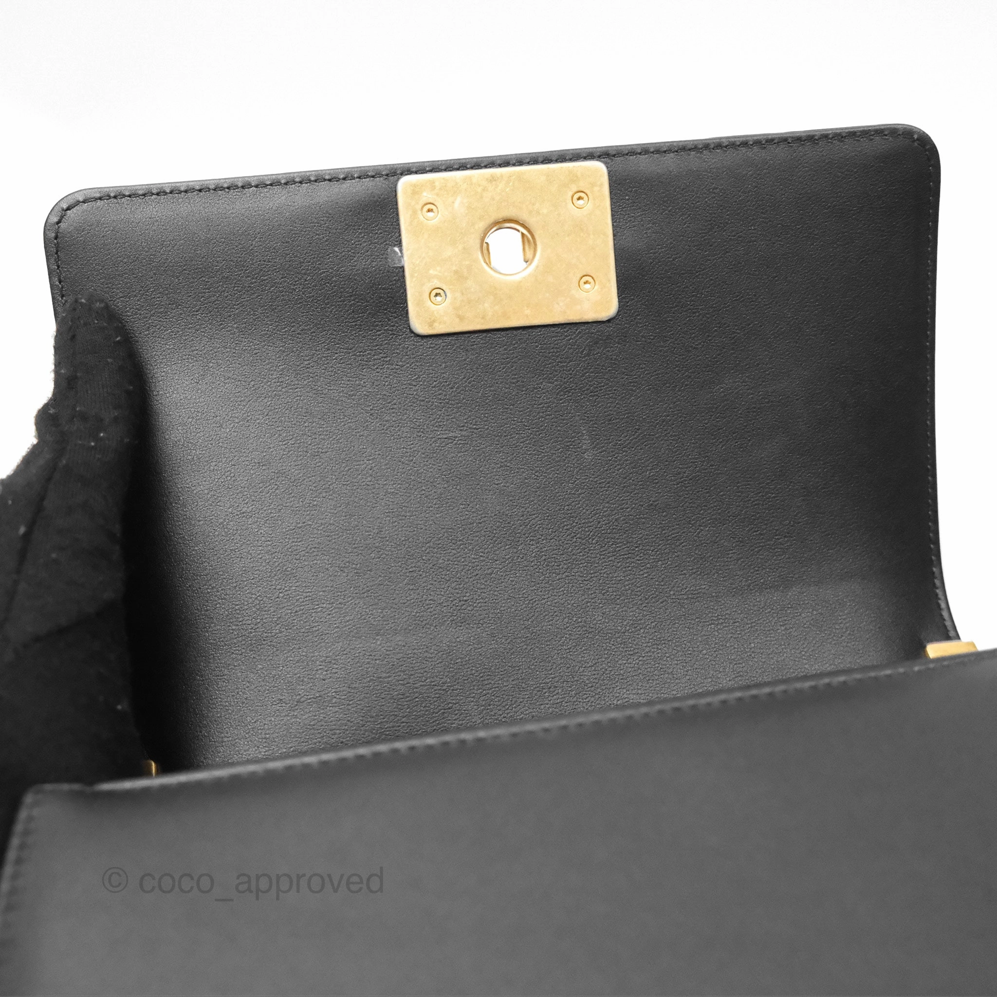 Chanel Small Boy Black Calfskin Aged Gold Hardware