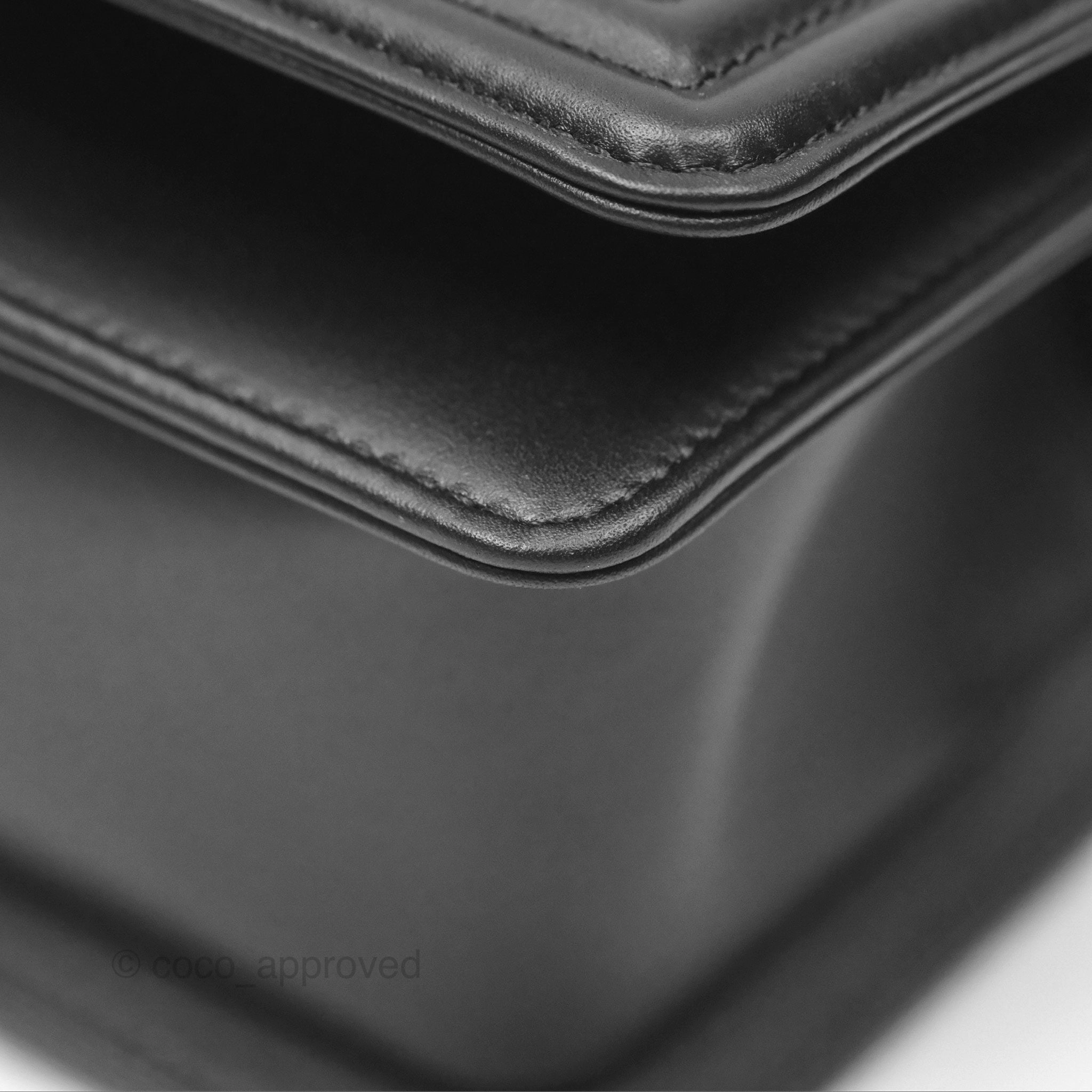 Chanel Small Boy Black Calfskin Aged Gold Hardware