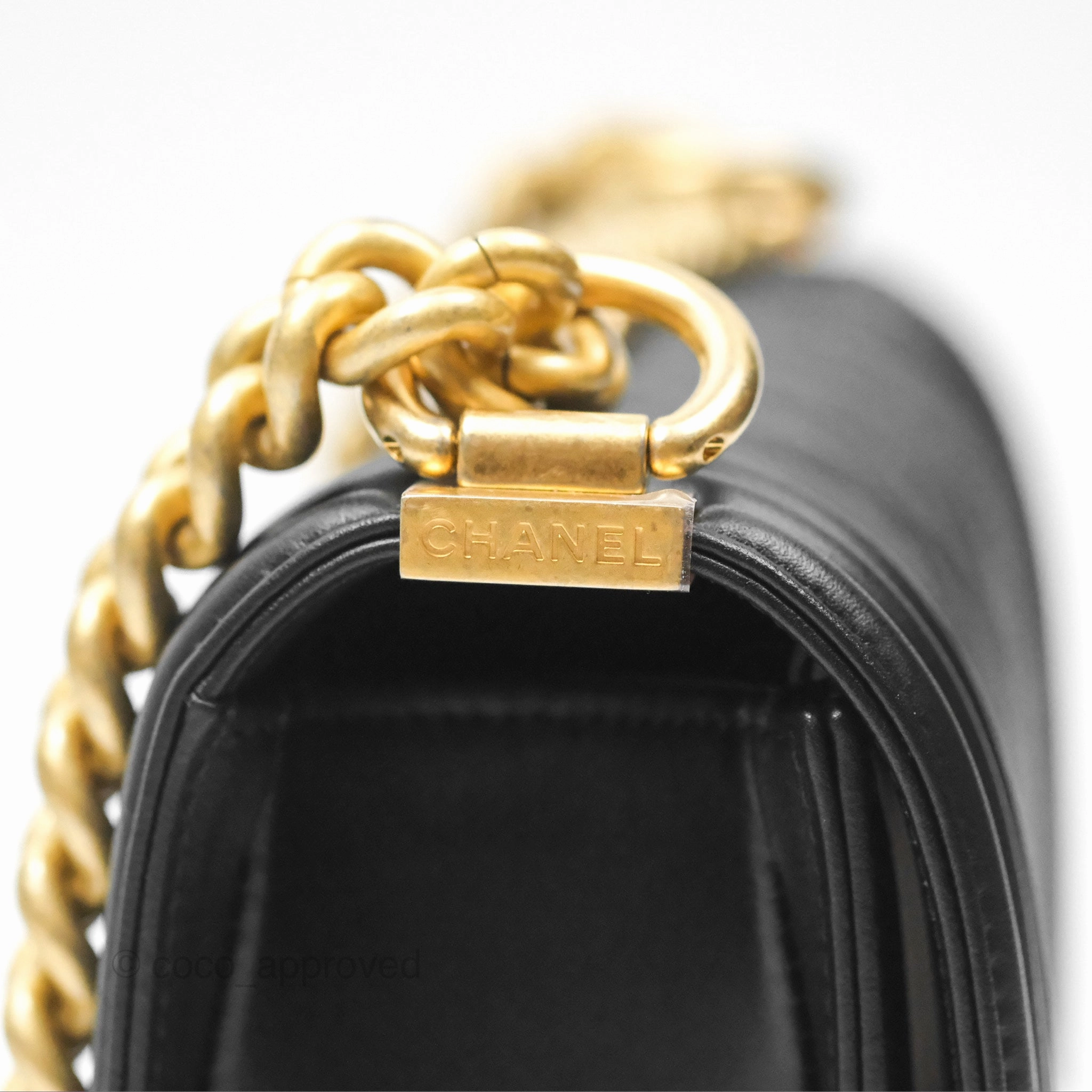 Chanel Small Boy Black Calfskin Aged Gold Hardware
