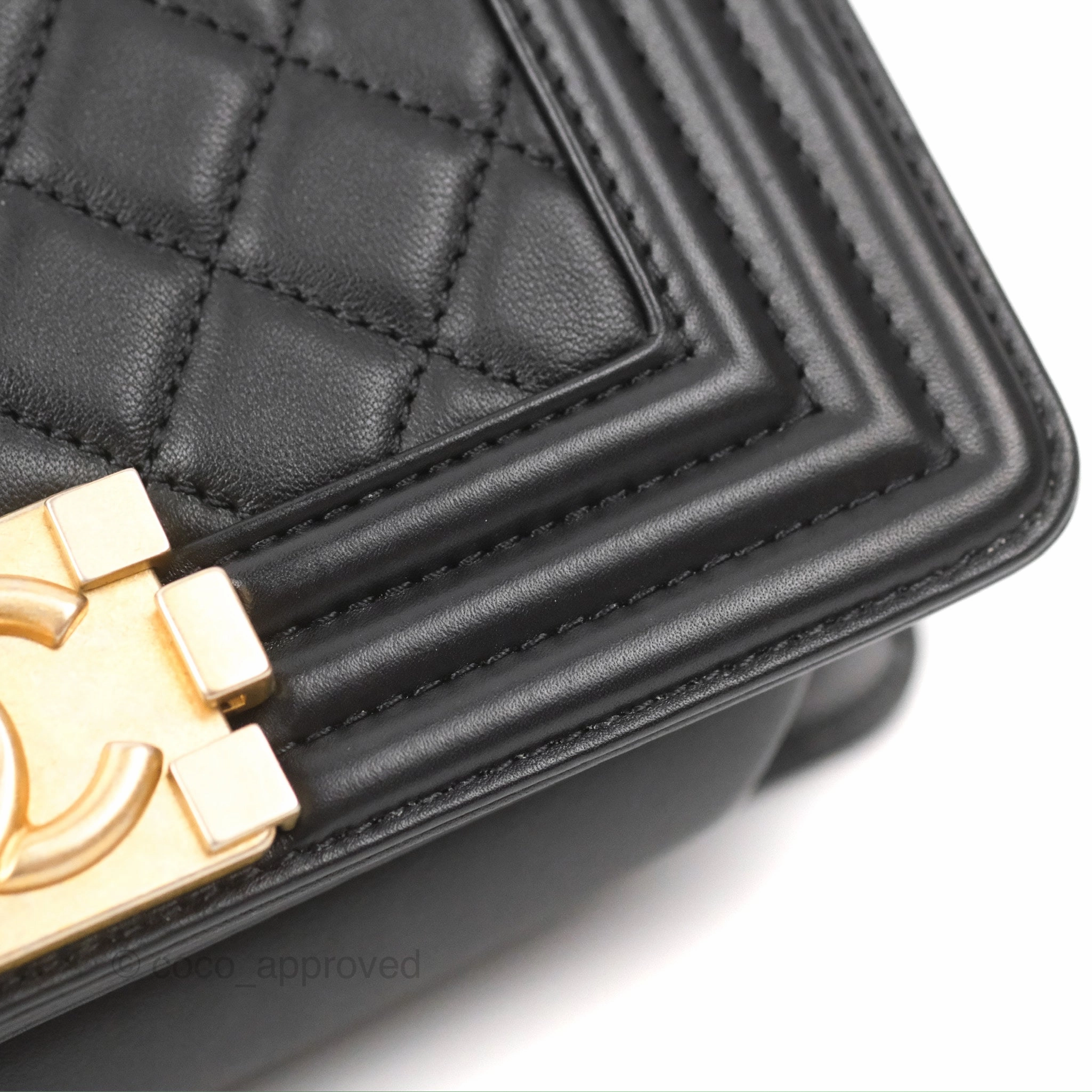 Chanel Small Boy Black Calfskin Gold Hardware