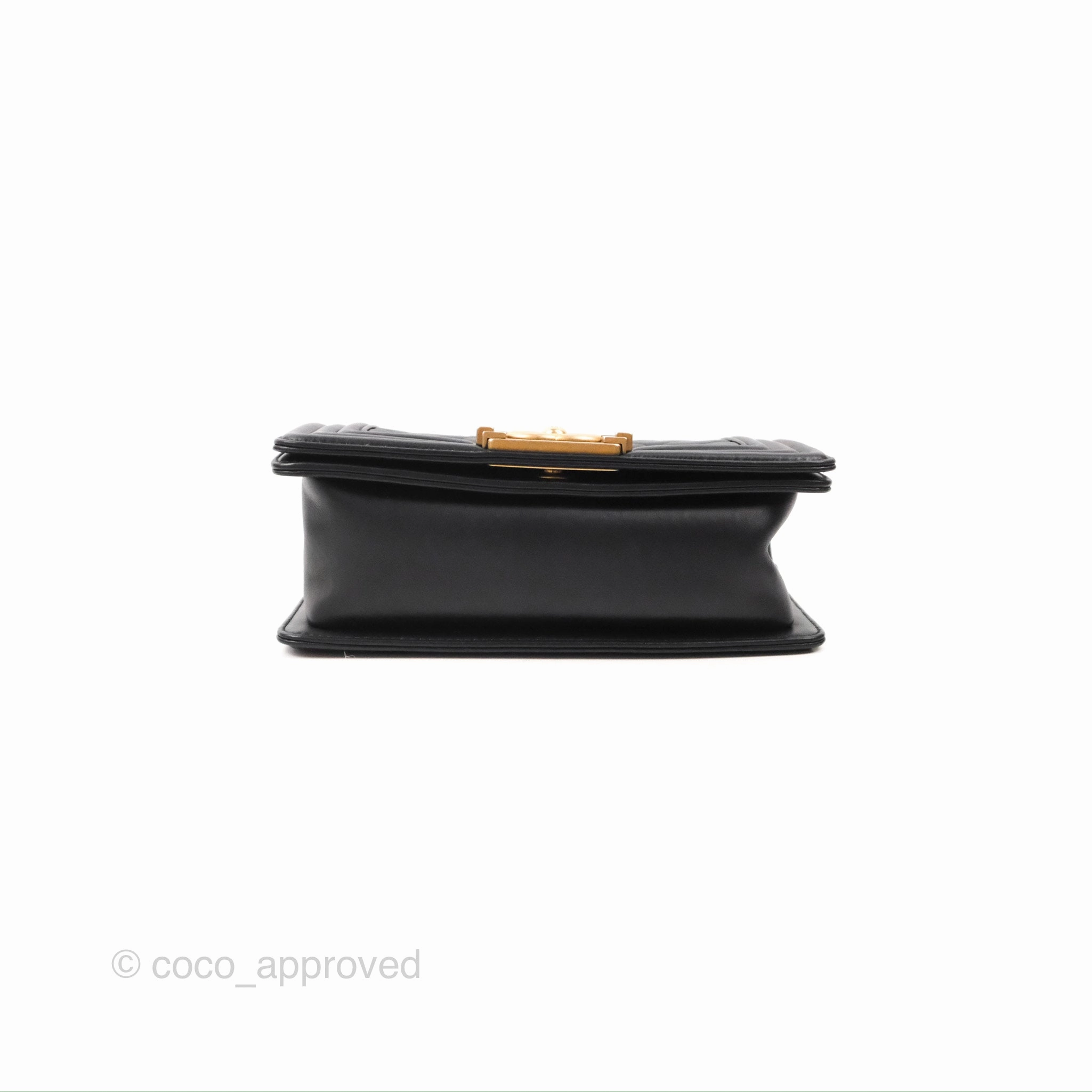 Chanel Small Boy Black Calfskin Gold Hardware