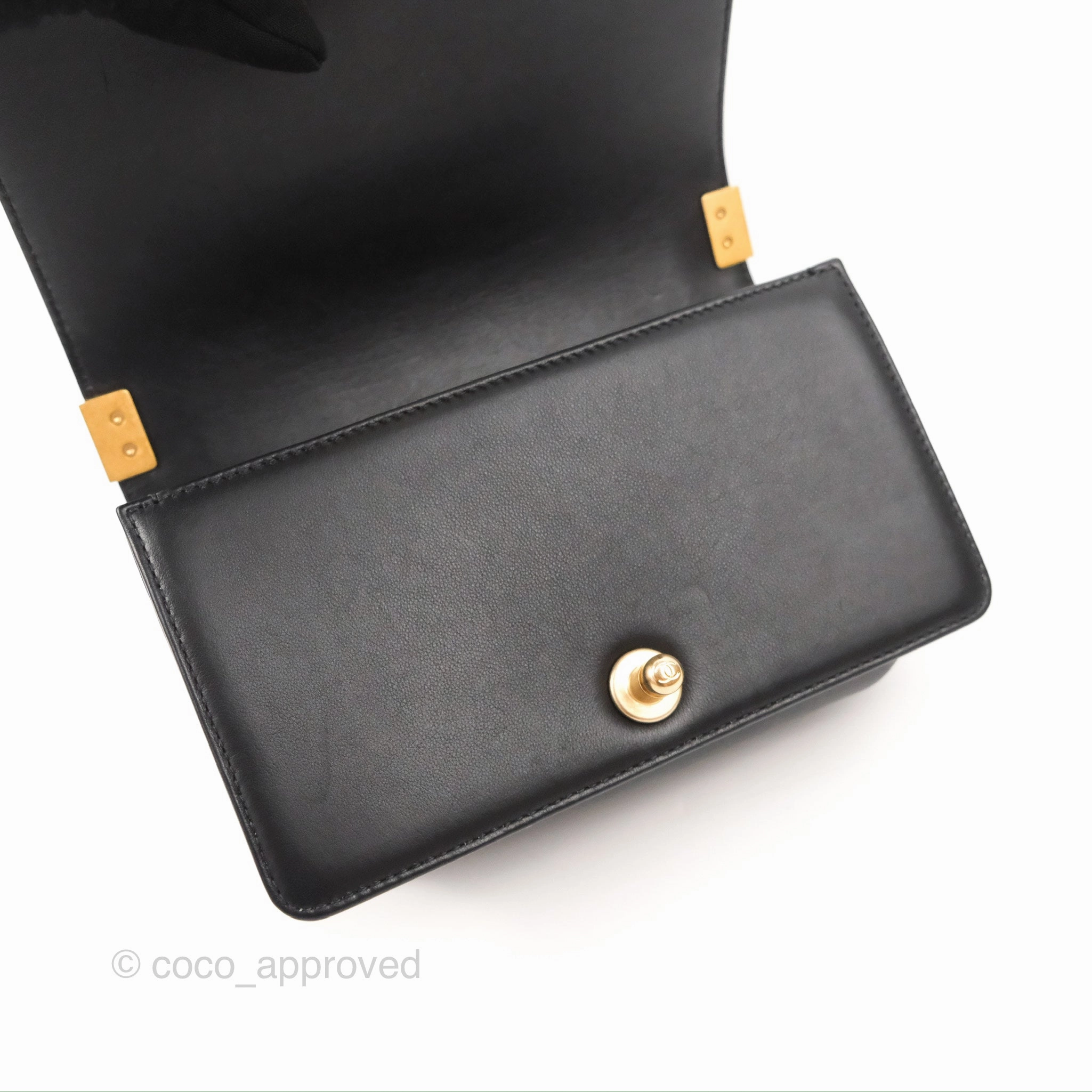 Chanel Small Boy Black Calfskin Gold Hardware