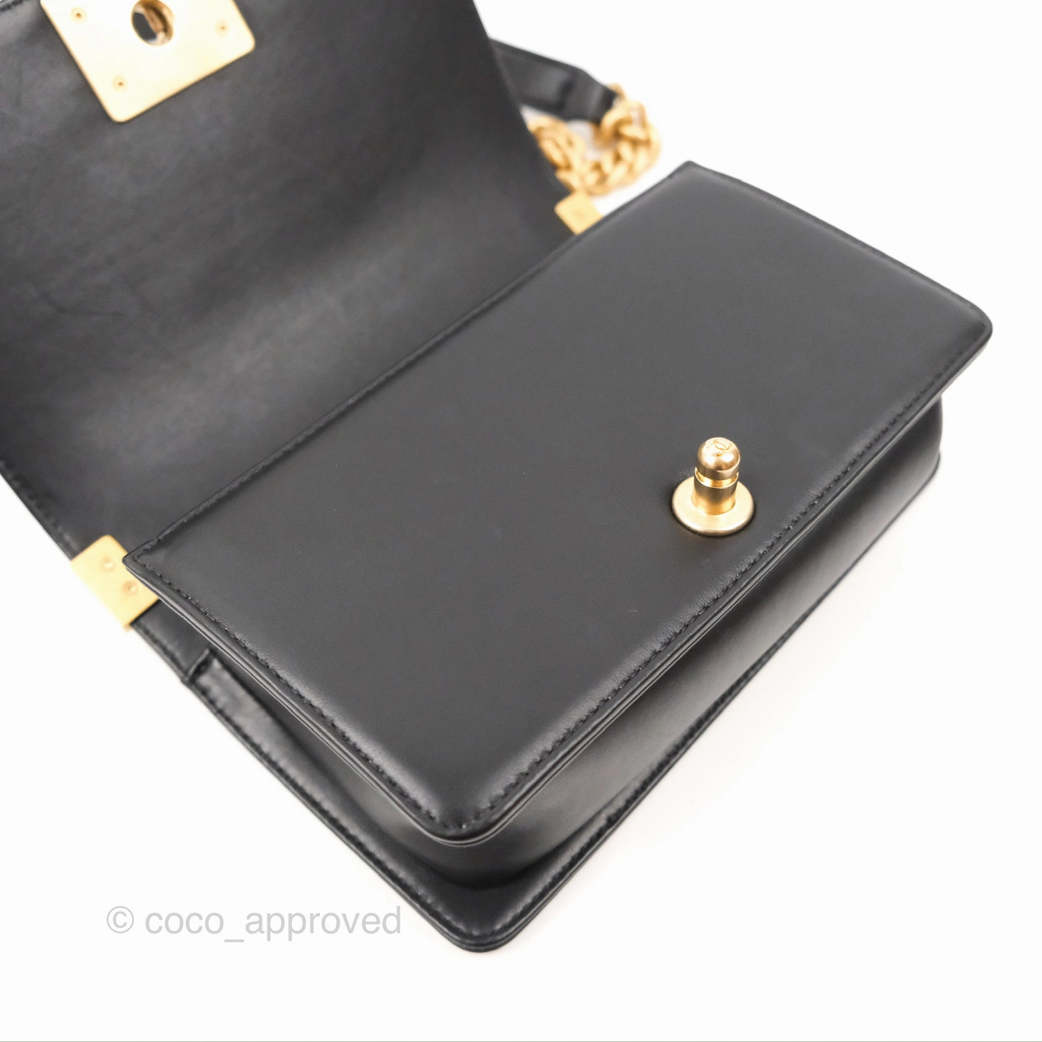 Chanel Small Boy Black Calfskin Gold Hardware