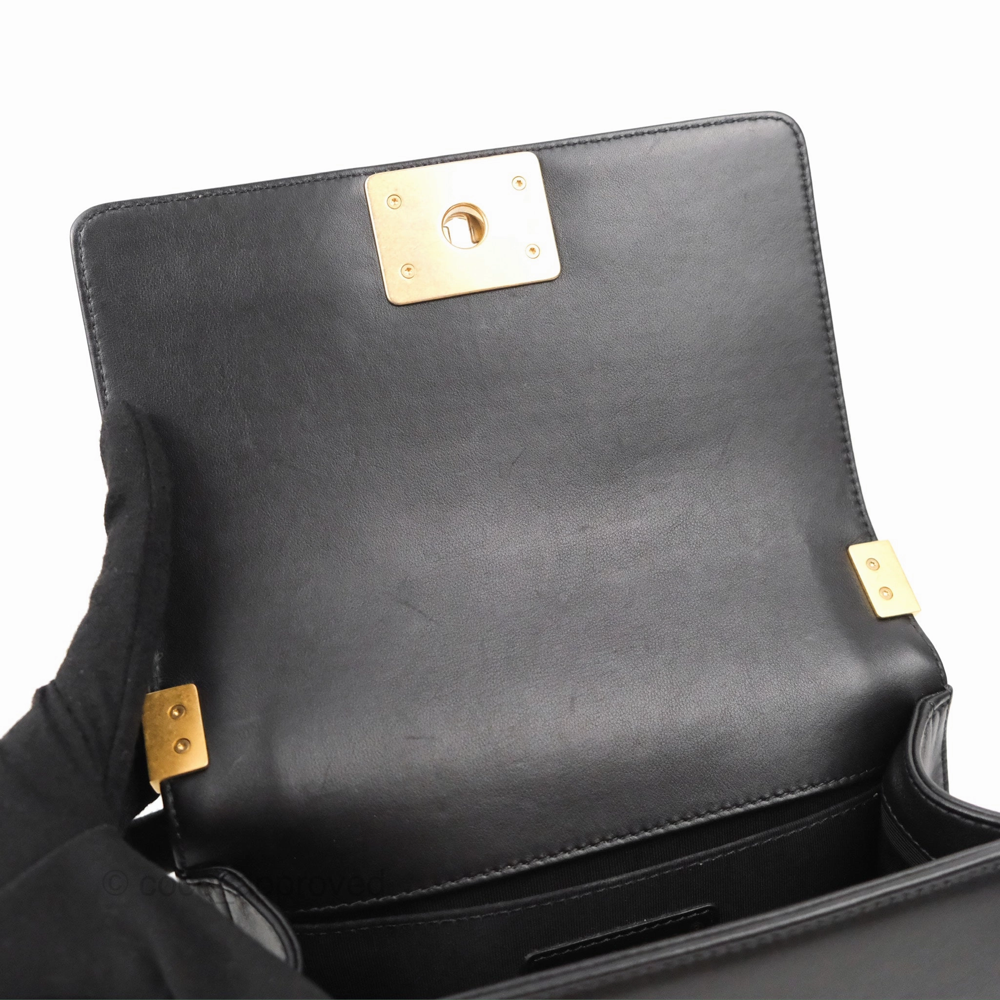 Chanel Small Boy Black Calfskin Gold Hardware