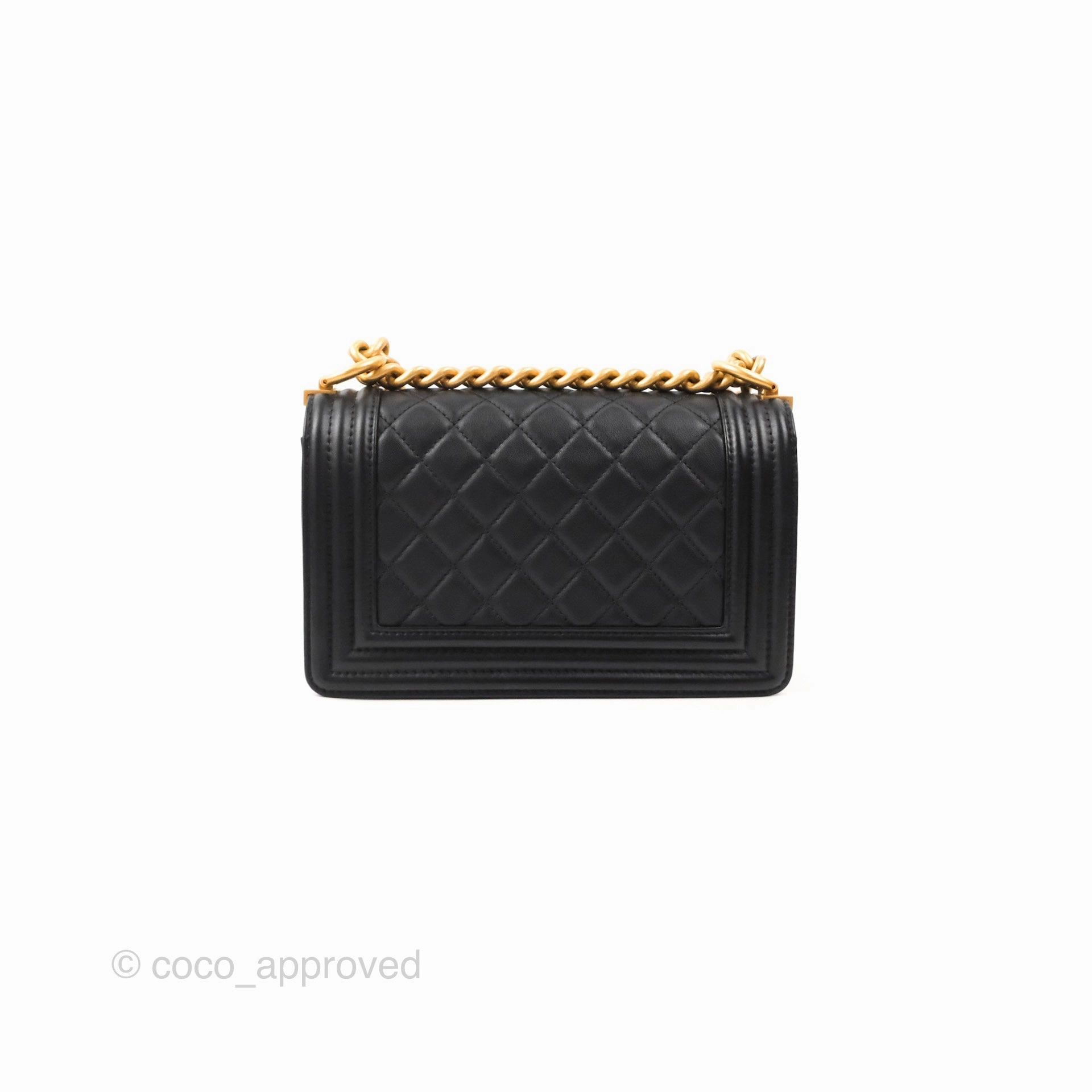 Chanel Small Boy Black Calfskin Gold Hardware