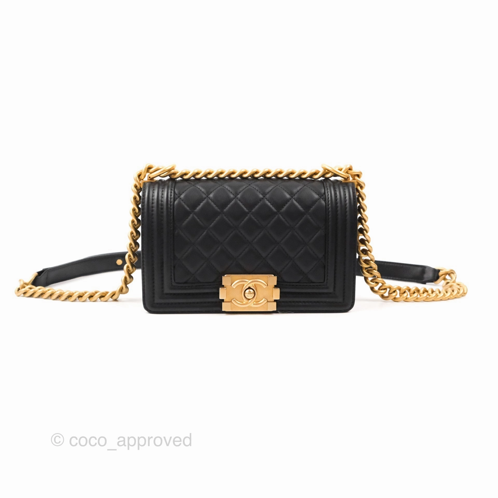 Chanel Small Boy Black Calfskin Gold Hardware