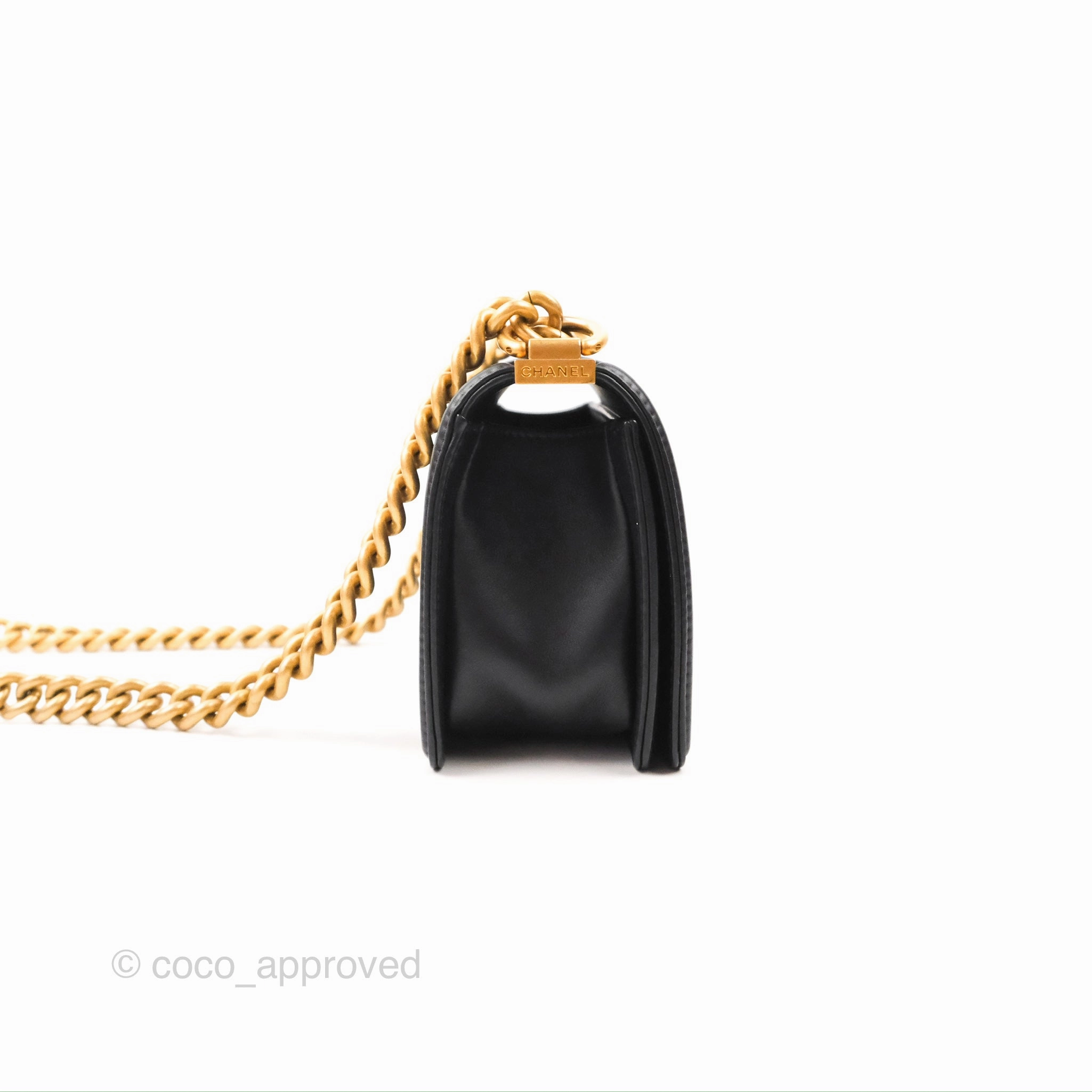 Chanel Small Boy Black Calfskin Gold Hardware
