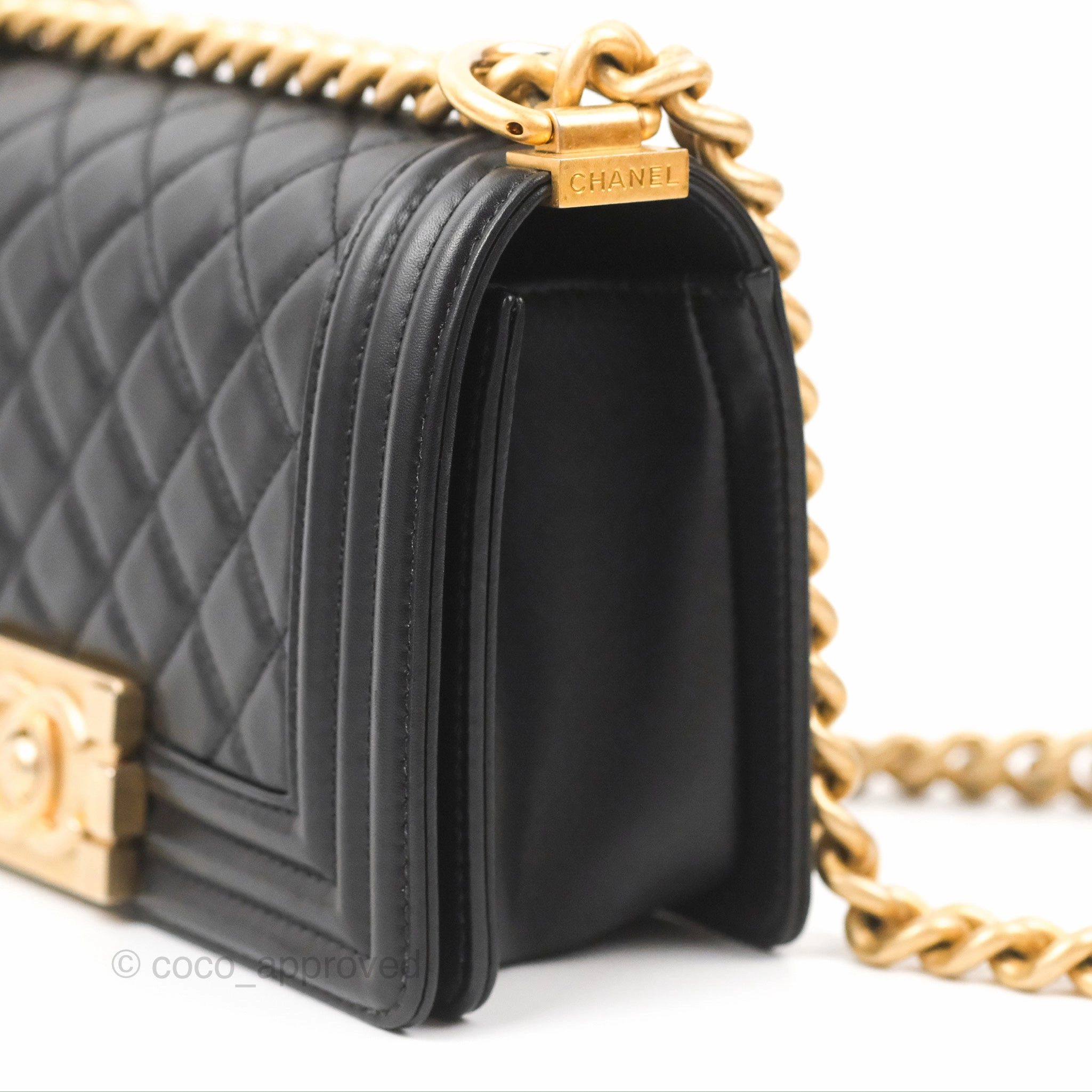 Chanel Small Boy Black Calfskin Gold Hardware