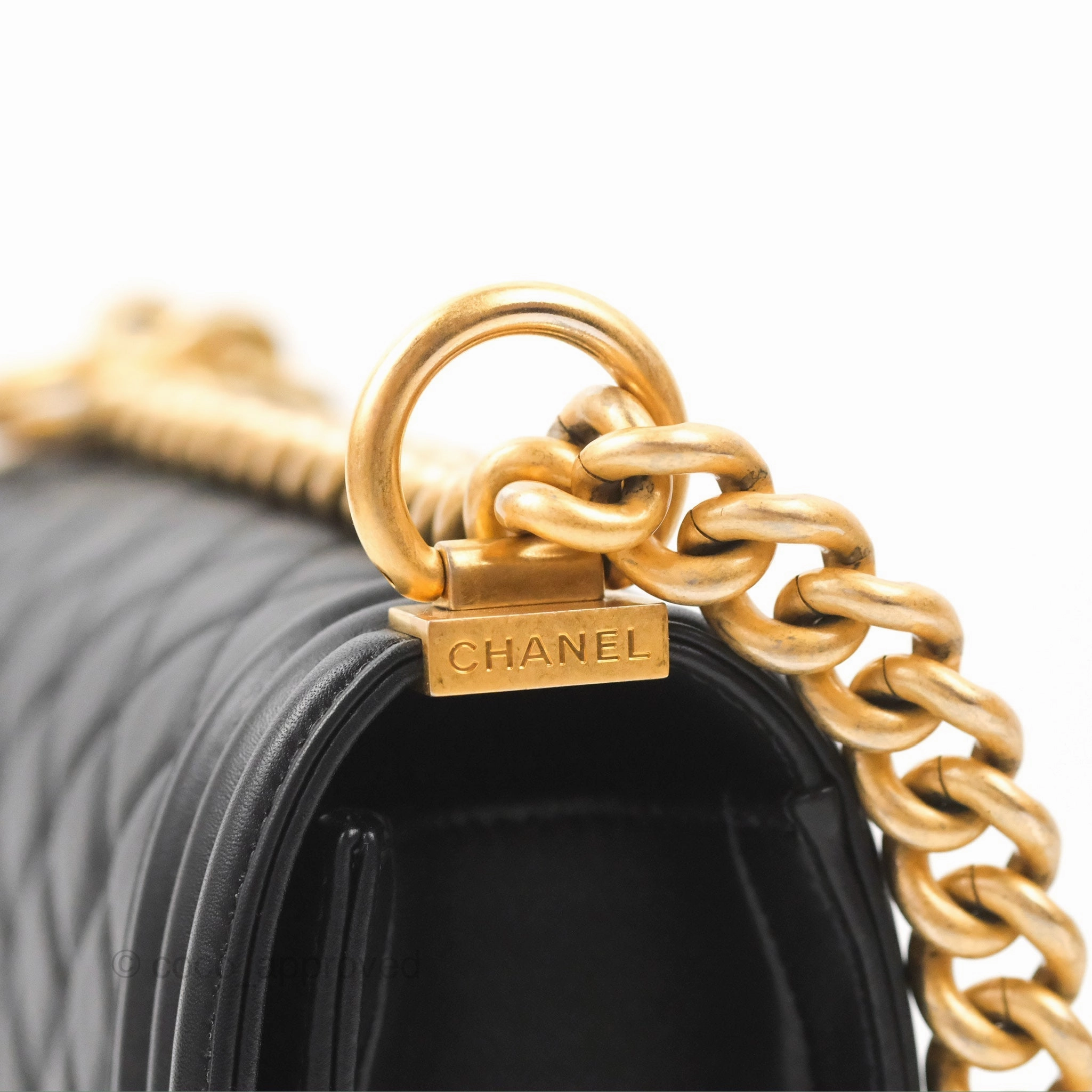 Chanel Small Boy Black Calfskin Gold Hardware