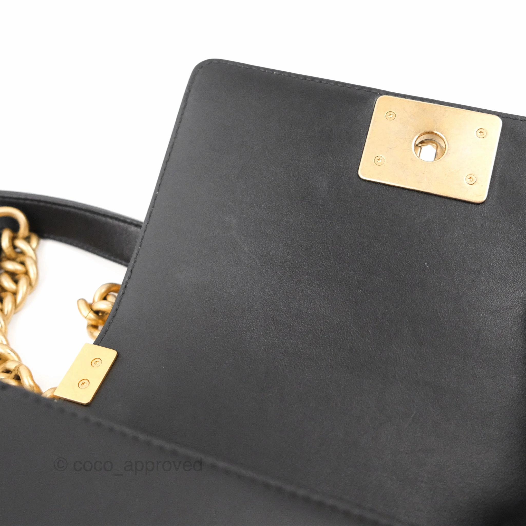 Chanel Small Boy Black Calfskin Gold Hardware