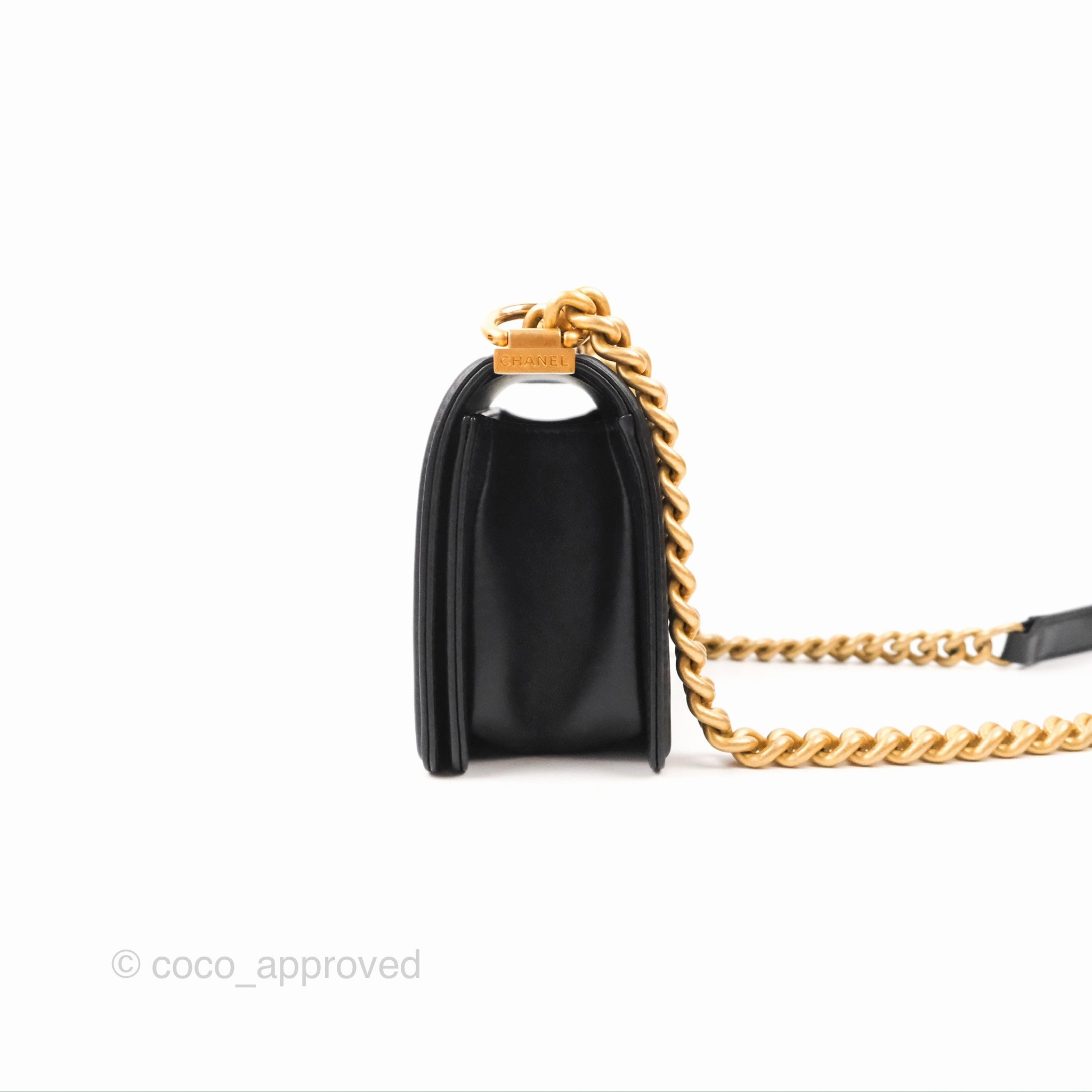 Chanel Small Boy Black Calfskin Gold Hardware