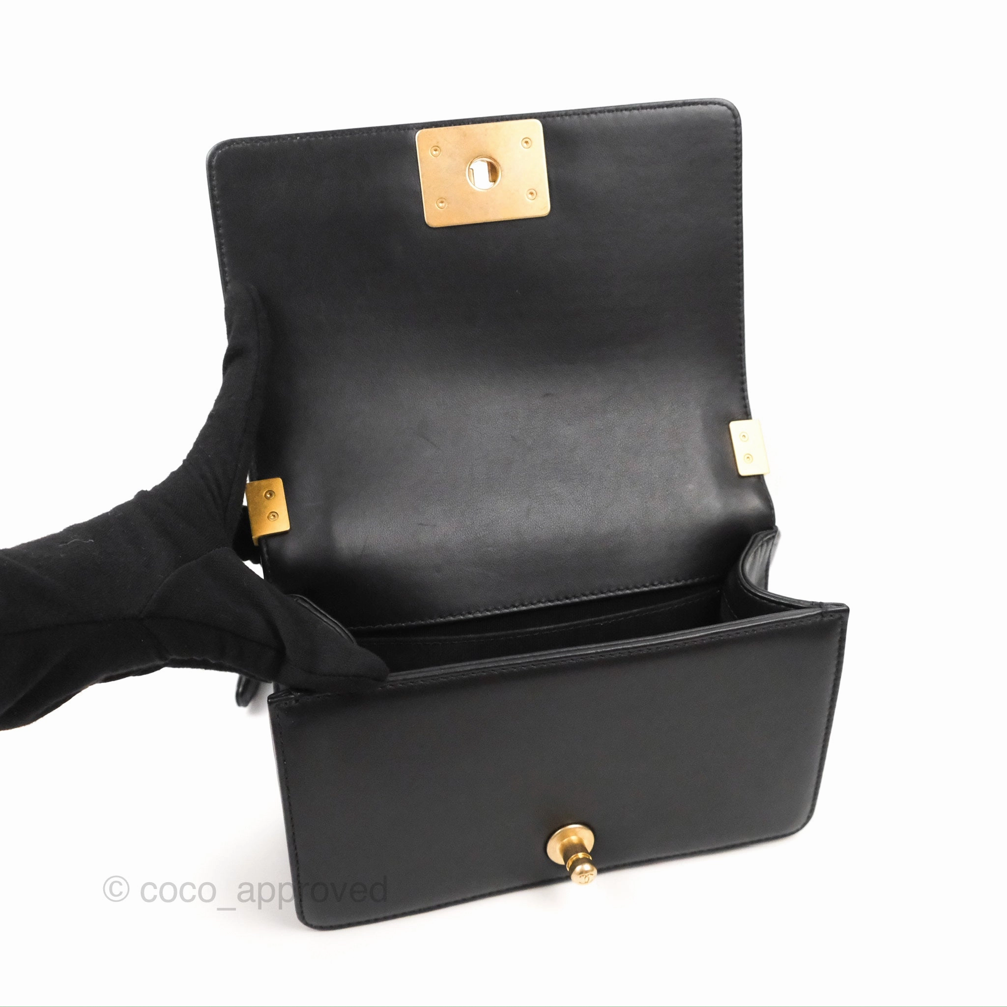 Chanel Small Boy Black Calfskin Gold Hardware
